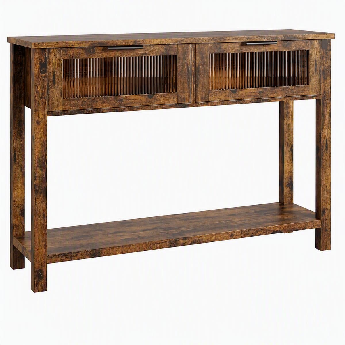 Nutrella - Consoletafel - Wandtafel - Decoratietafel - 2 Opberglades - Onderplank - Stevig frame - Rustiek - 110 x 30 x 80 cm - Bruin