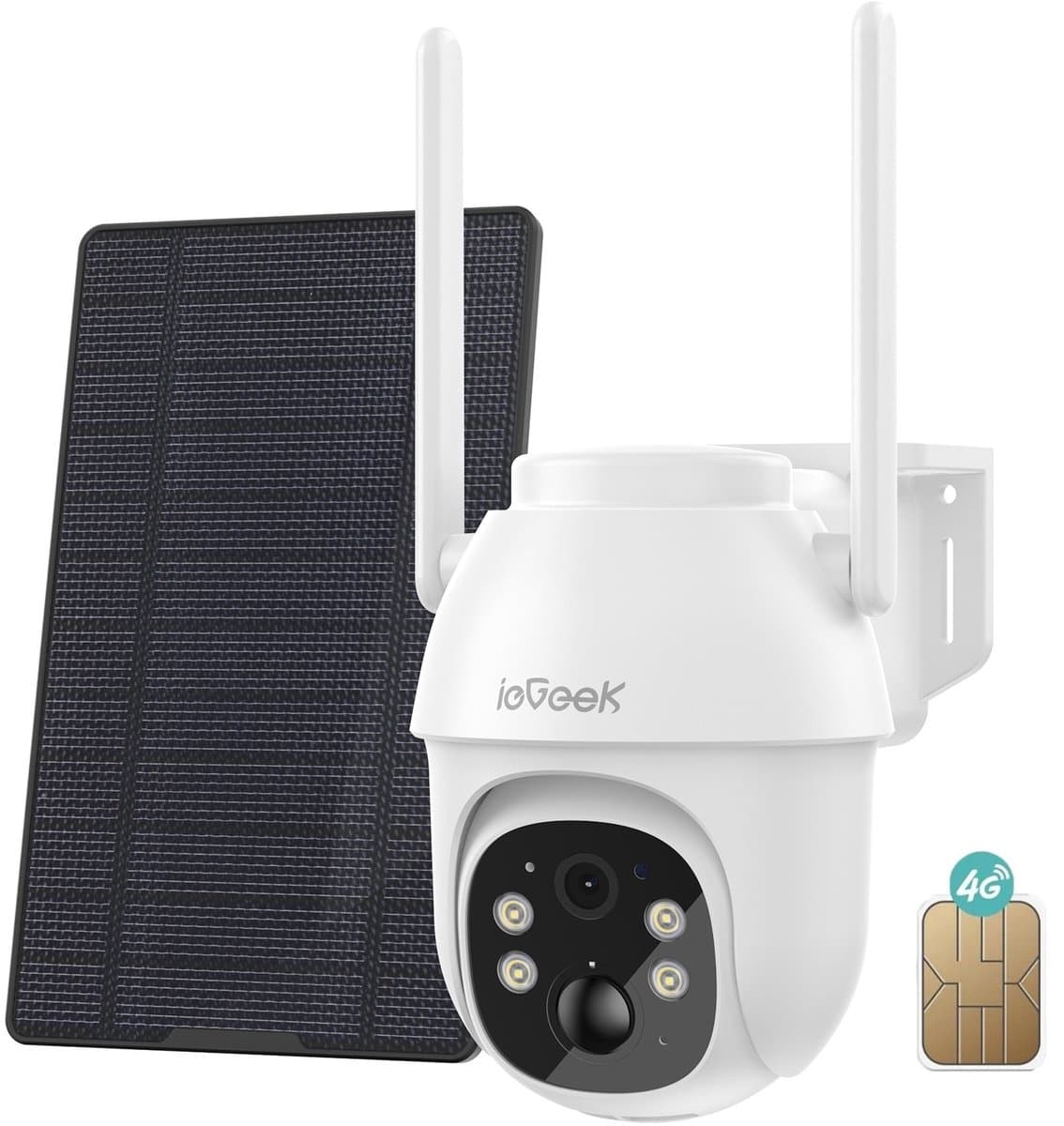 ieGeek Beveiligingscamera Draadloos Buiten - 2K Solar Wifi Camera - voor Huisbeveiligingssysteem - Batterijgevoede Bewakingscamera met Zonnepaneel - 360° PTZ - Kleuren Nachtzicht - Bewegingssensor - Werkt met Alexa - 2 Stuks