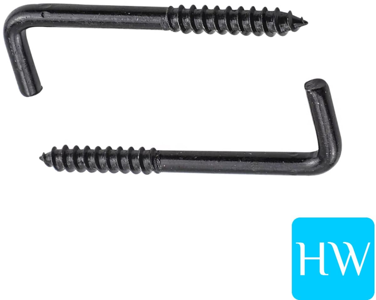 Schroefduim / L haak haakje 3.8 x 50mm (medium) - zwart - 8 stuks