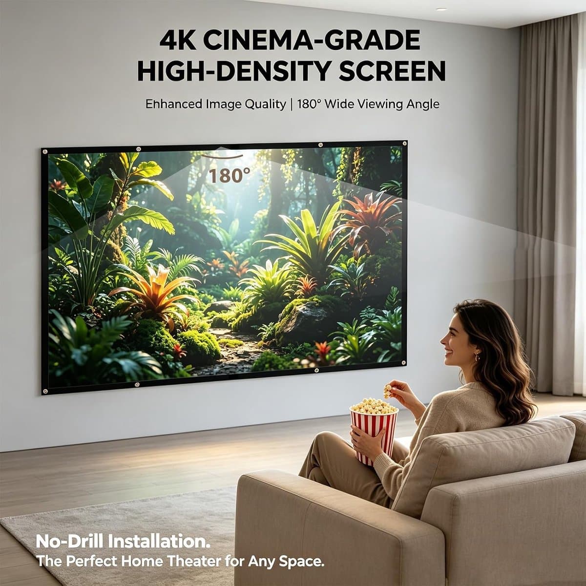 Vouwbaar 100 Inch Projectiescherm voor 4K Beeldkwaliteit, HD Scherm voor Thuisbioscoop en Presentaties, 16:9 Formaat