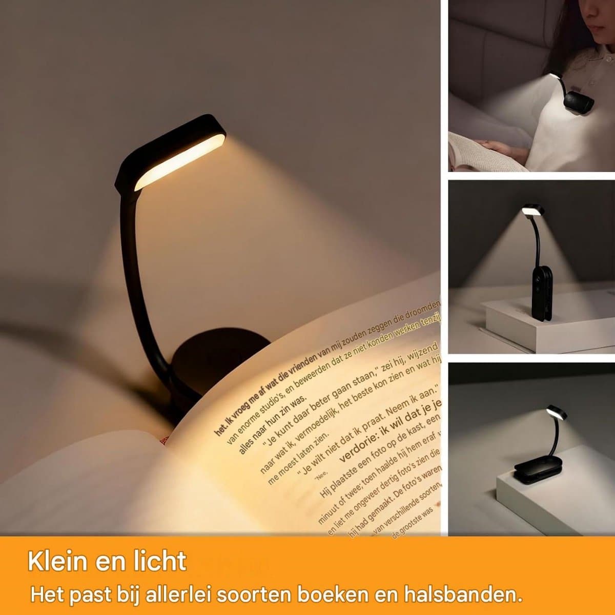 SSTRWGOOD Klembare leeslamp - 3 kleurtemperaturen - Instelbare helderheid - USB oplaadbaar - Bureaulamp - Ingebouwde 9 LED-lampjes - Lange batterijduur - Klemontwerp - 360° draaibaar - Handig om 's nachts in bed te lezen - Zwart
