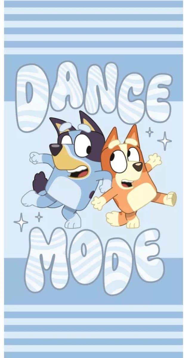 Bluey Dance Mode badhanddoek, strandhanddoek 70x140cm