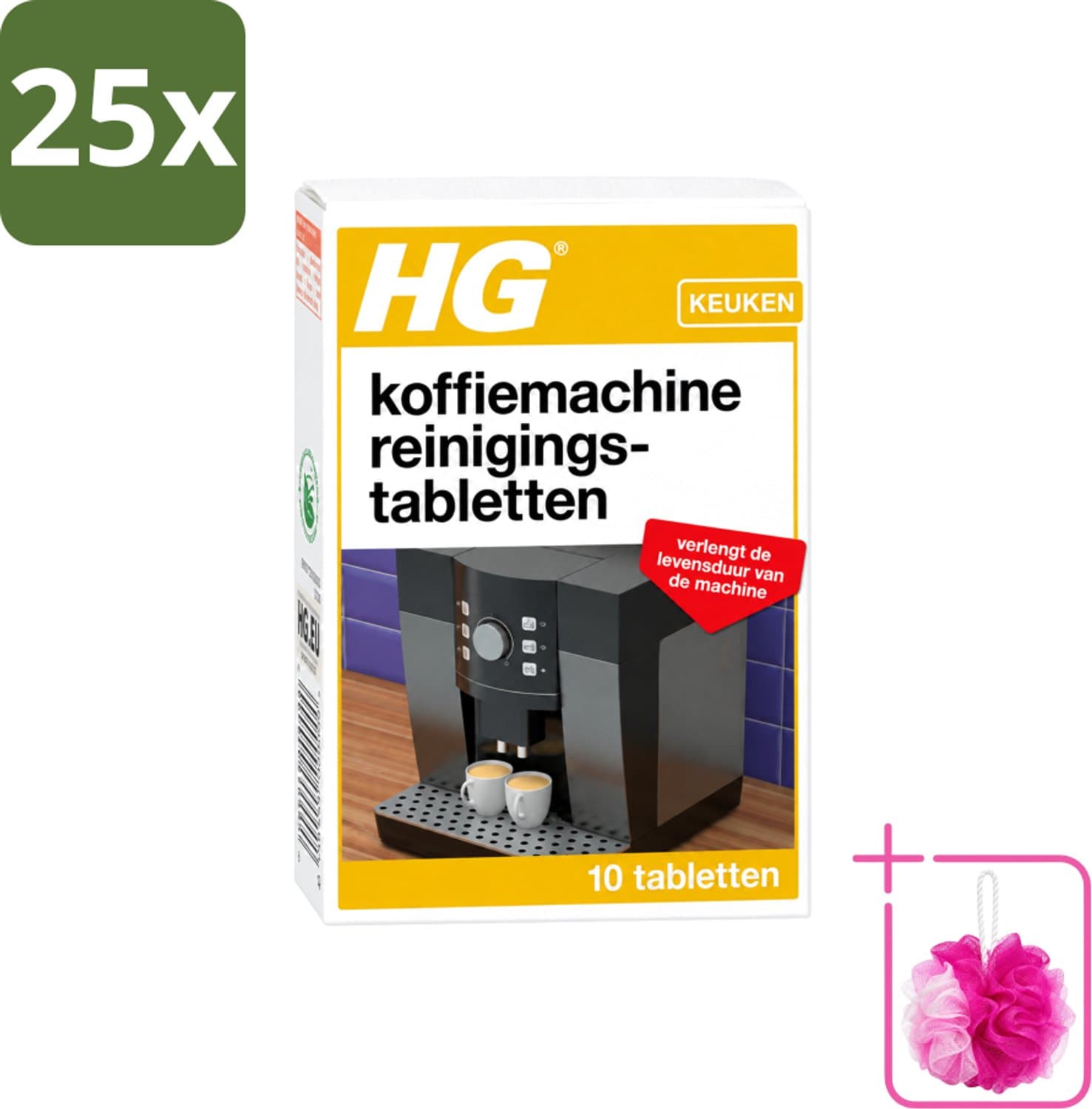 25 x HG - Koffiemachine Reinigingstabletten - Verlengt Levensduur Machine - 10 Tabletten - Bulkverpakking - Koffiemachine reinigen - Douchemop - Koffiemachine ontkalken