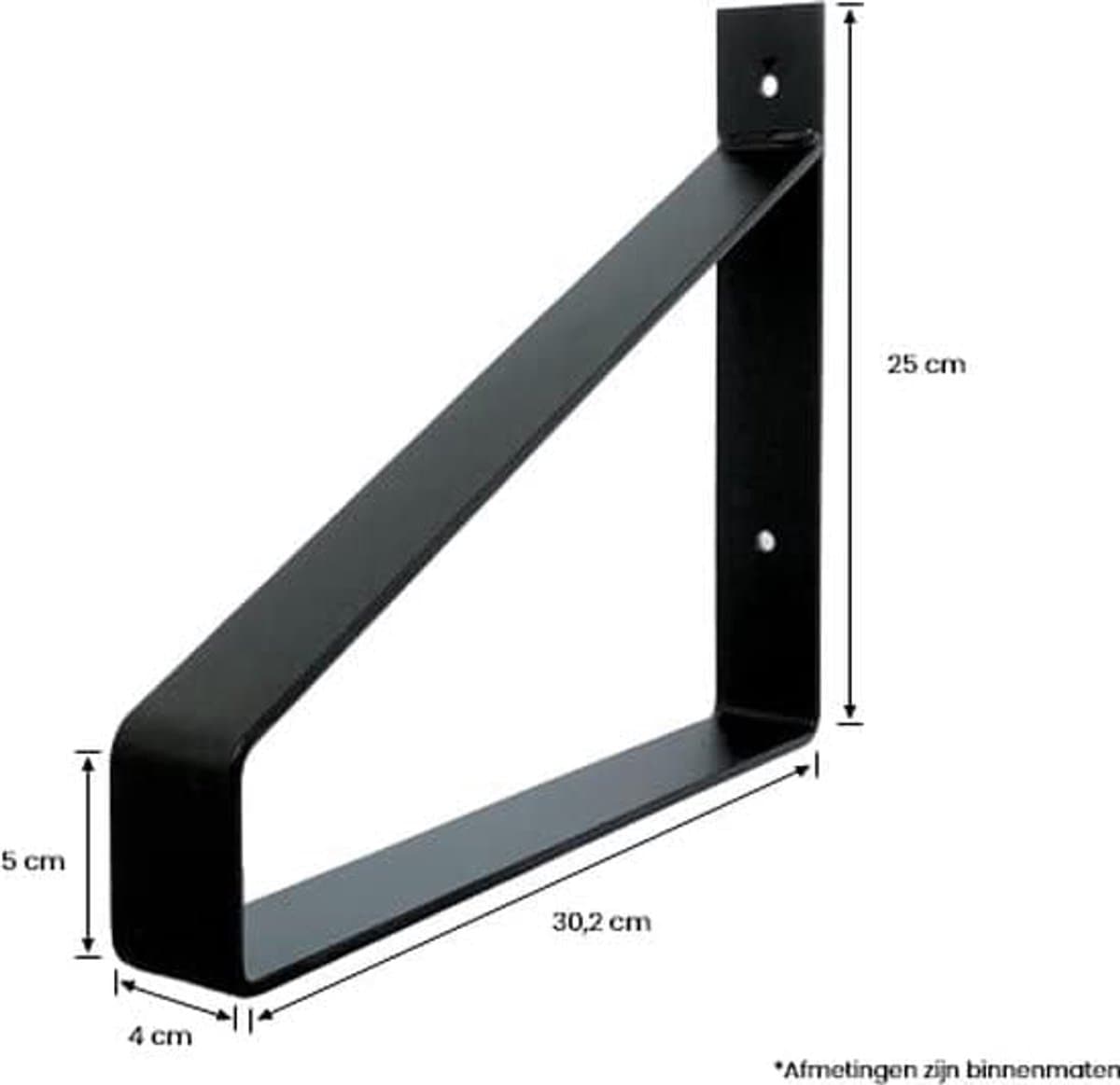 Eiken Wandplank - 50x30 cm - Industriele Plankdragers - Staal - Mat Zwart