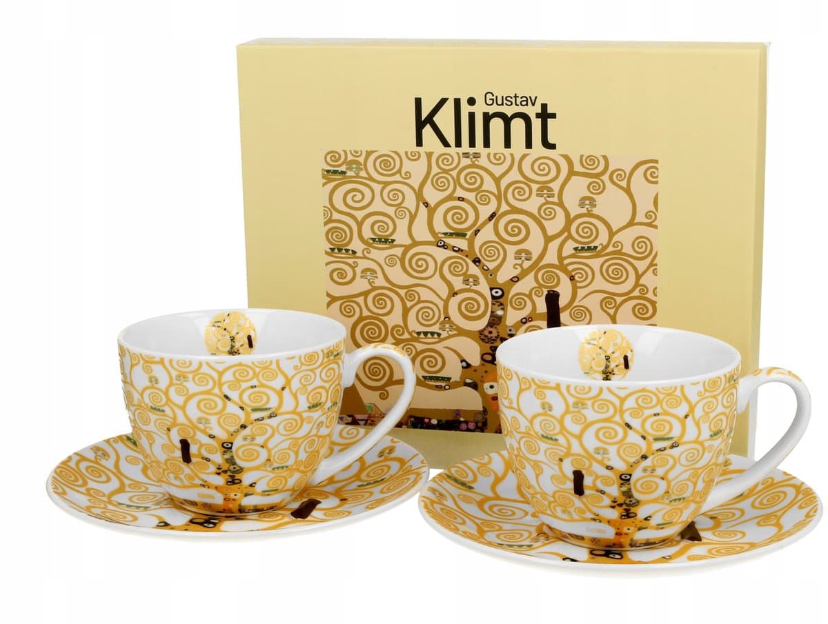 2 Klimt Gustav Porseleinen Kopjes met Schotels 270ml - Levensboom