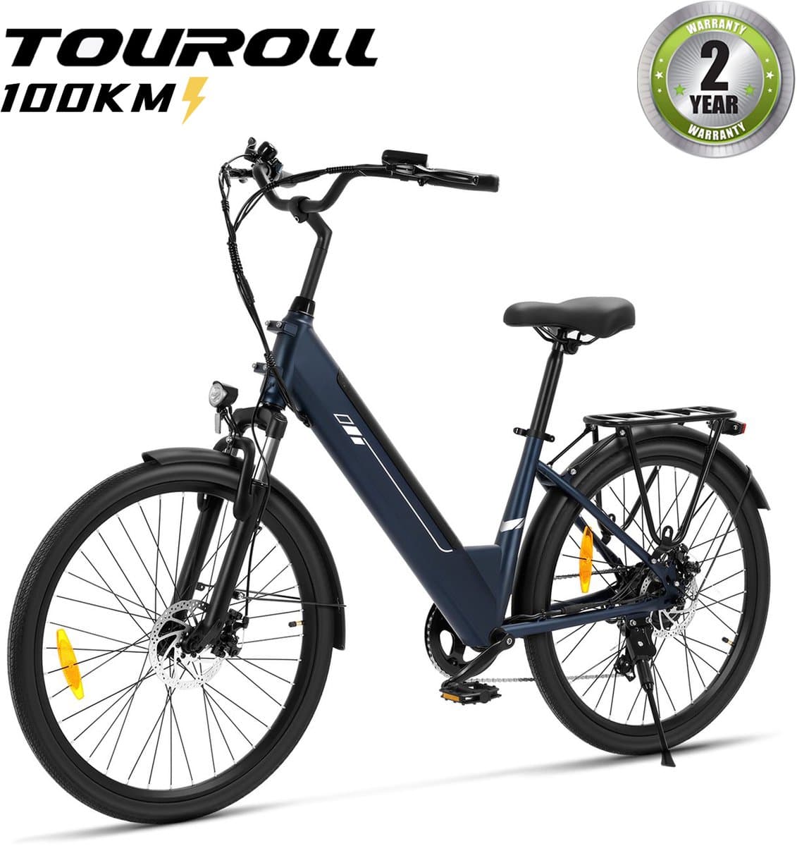 Touroll Roamer 2 Step-Thru Elektrische Fiets / E-bike - Lage Instap - 250W Motor - 100 km Actieradius - Shimano 7 Versnellingen - Voorvering - Schijfremmen