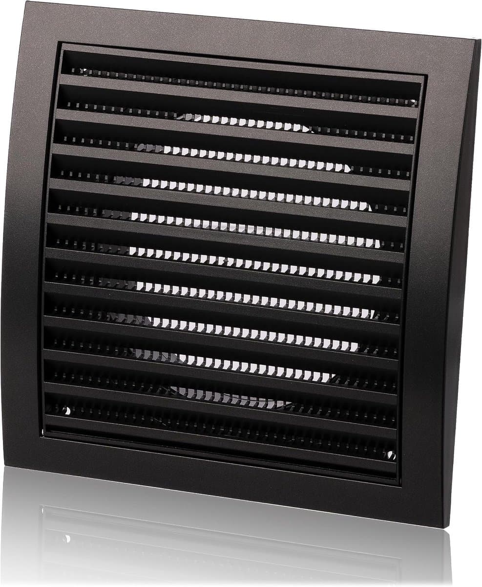 125mm Kunststof Ventilatierooster met Anti-insectengaas en Flens - Antraciet Ventilatieroosterafdekking - Rooster voor Ventilatie