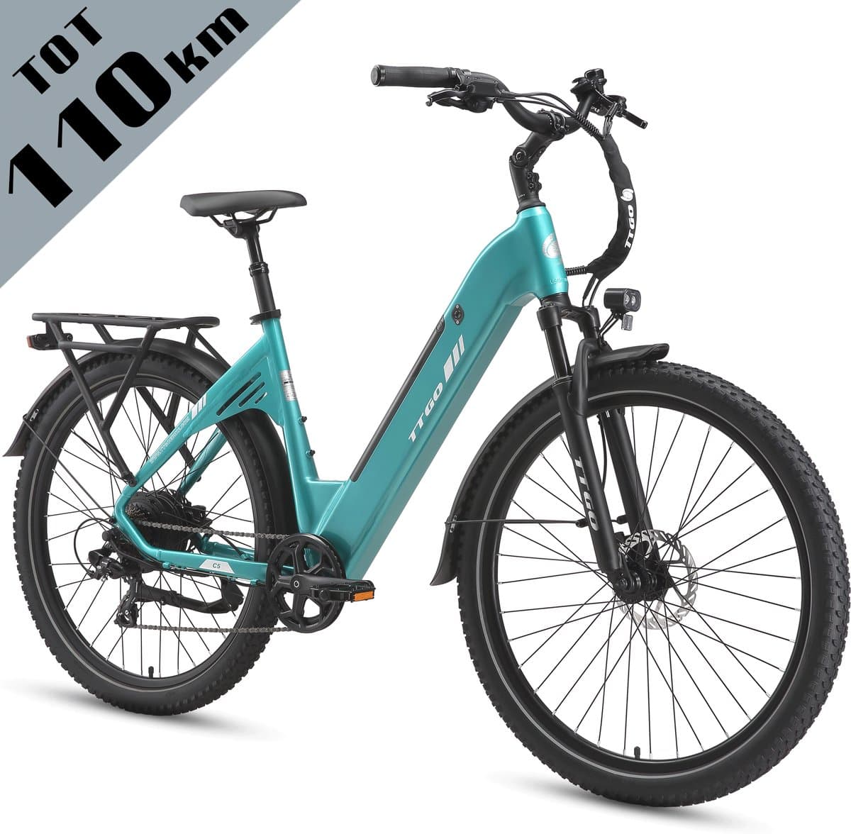 Elektrische Fiets TTGO C3 - 36V 18AH Accu - Actieradius Tot 120 Km - Aluminium Lage Instapframe - 28×2.0 Inch Wielen - Shimano 7 Versnellingen - Mechanische Schijfremmen - LCD Display - Elektrische Stadsfiets - Geel