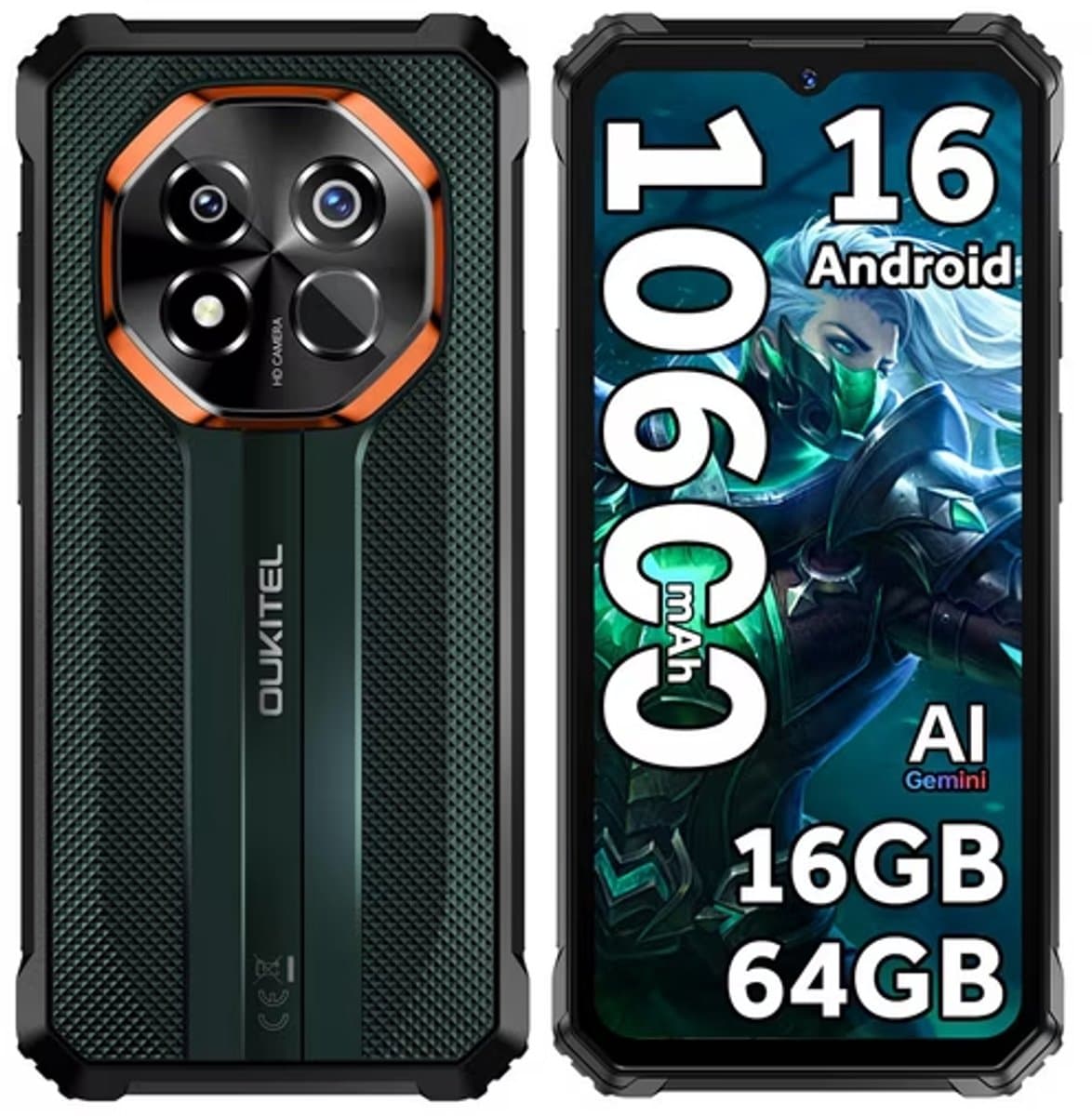 OUKITEL G7 Outdoor Smartphone Gemini AI -16GB RAM-64GB ROM-10600mAh batterij-64MP camera-Android16-4G
