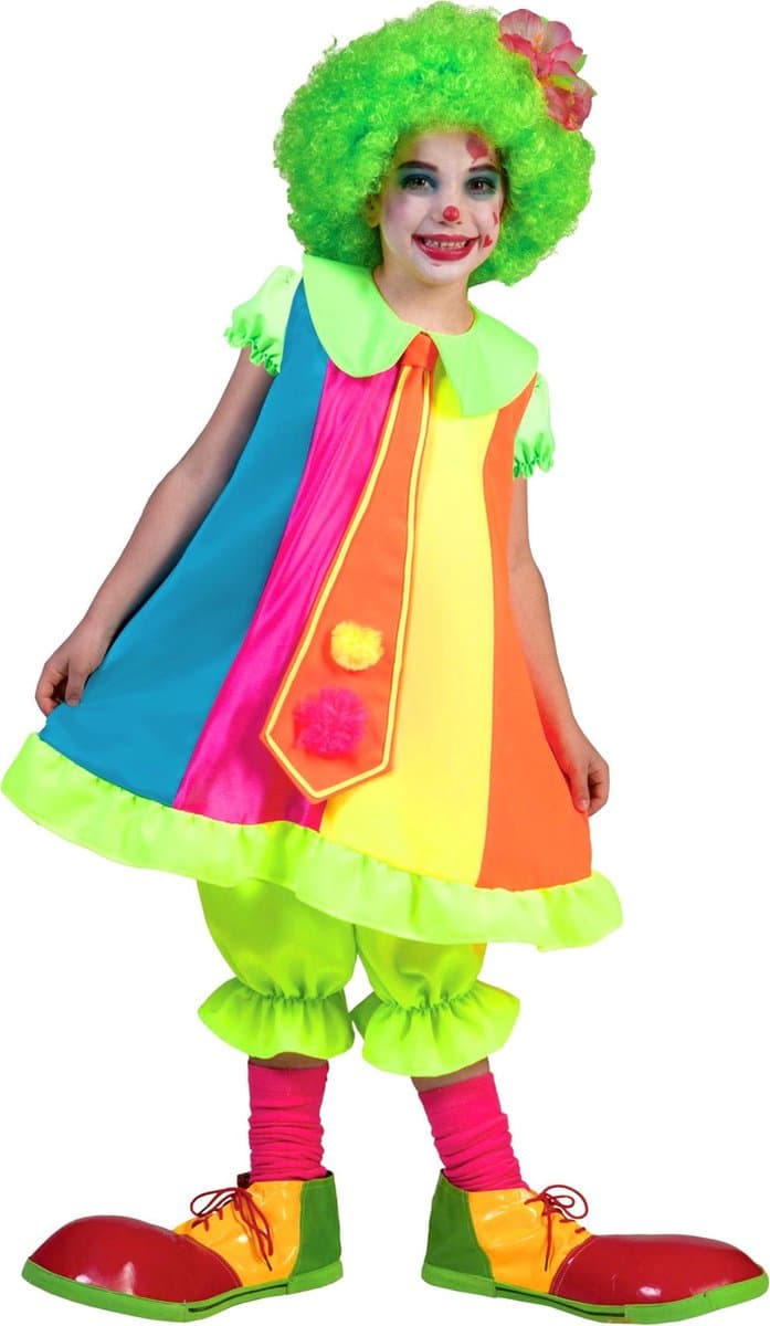 ESPA - Fluo clownskostuum voor meisjes - 128 (8-10 jaar) - Kinderkostuums