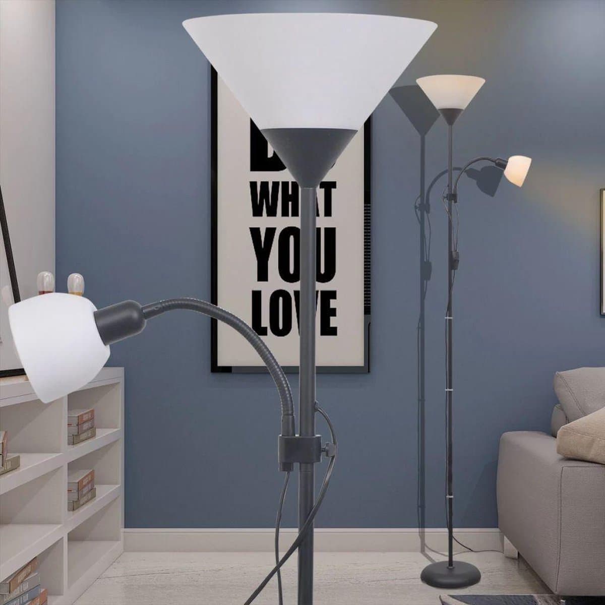 vidaXL Vloerlamp Staal - Zwart, 180 x 22,5 cm