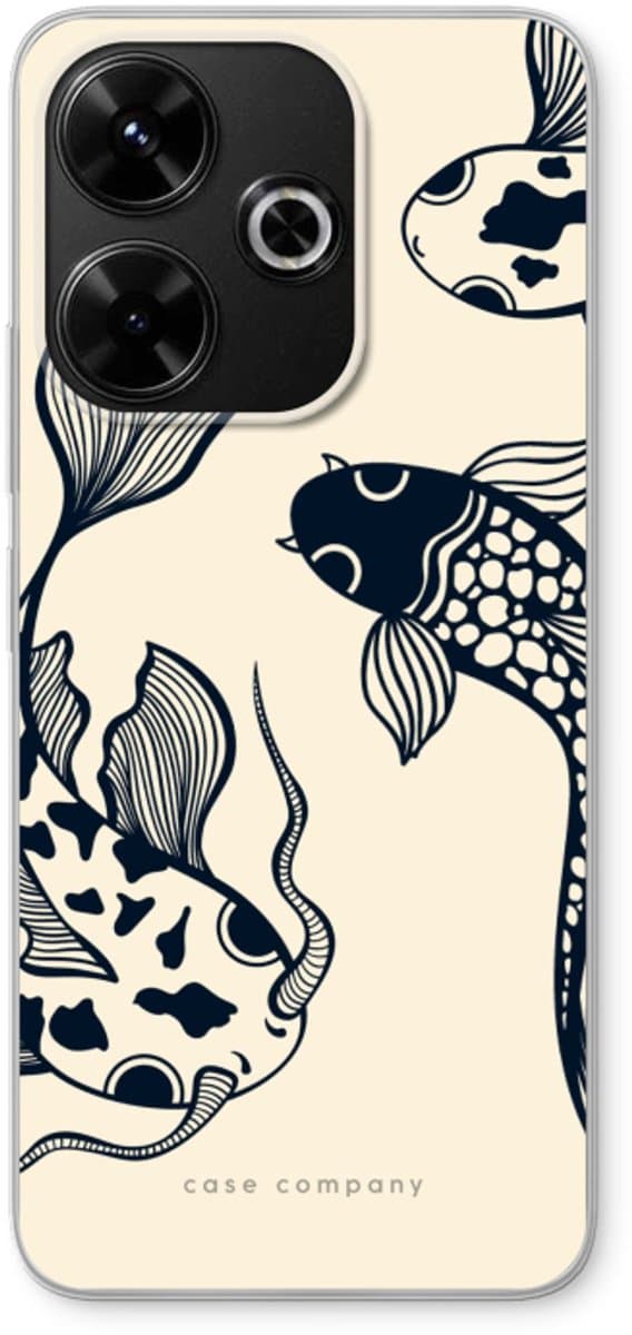 Case Company® - Hoesje geschikt voor Xiaomi Redmi 13 hoesje - Black Koi - Soft Cover Telefoonhoesje - Bescherming aan alle Kanten en Schermrand