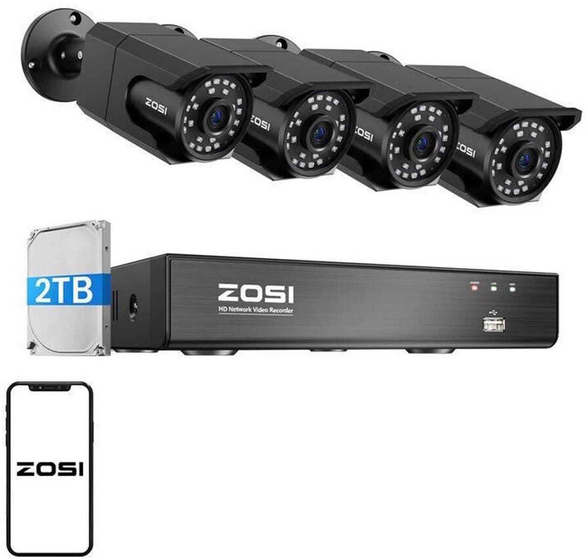 ZOSI - C105*4+NVR 2TBHDDnew - Camera