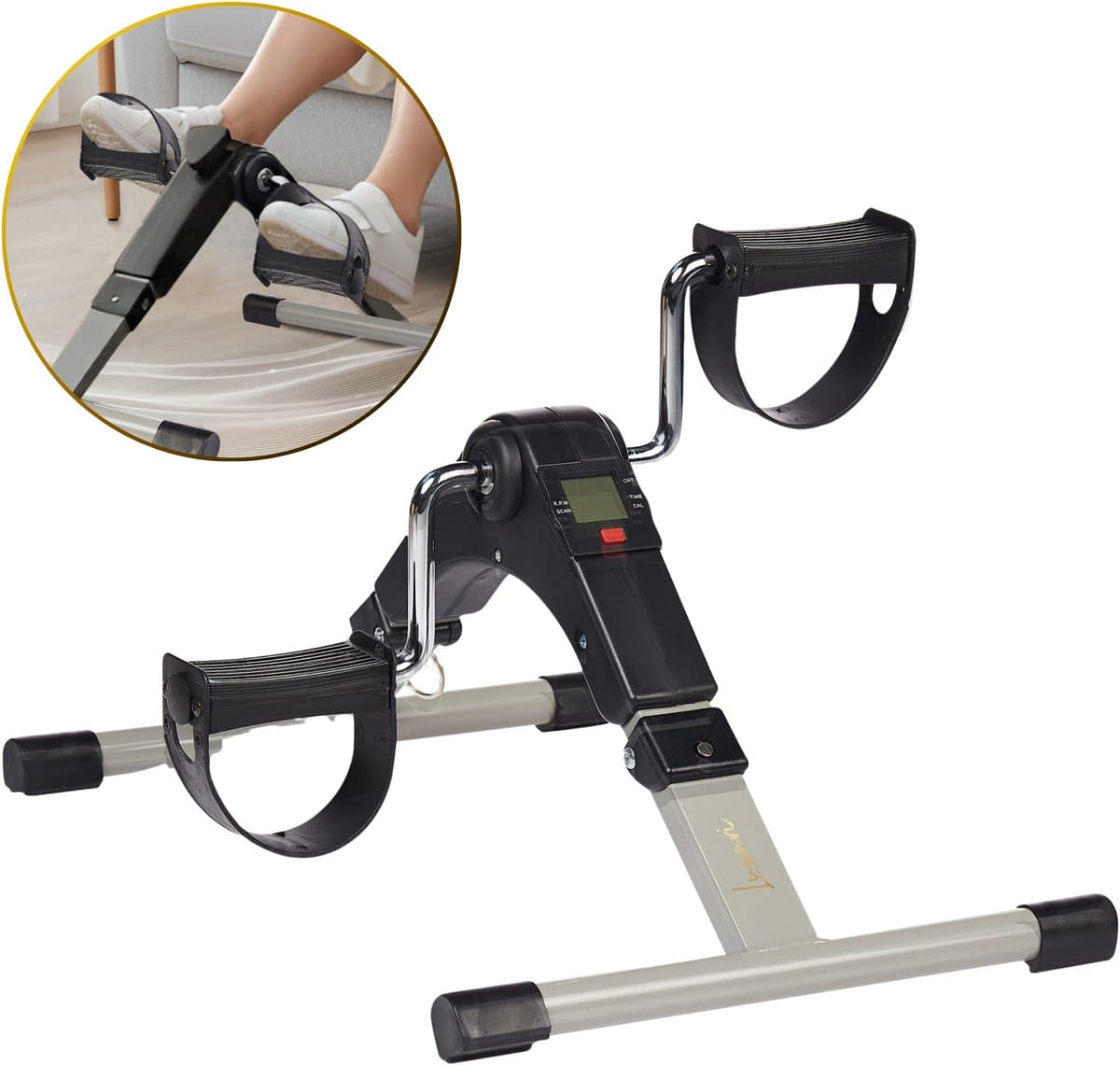 Luxari Stoelfiets M100 - Mini Hometrainer - Met LCD display - Verstelbare Weerstand - Bureaufiets - Beentrainer - Fietstrainer - Bewegingstrainer - Mini Bike Voor Ouderen - Fit