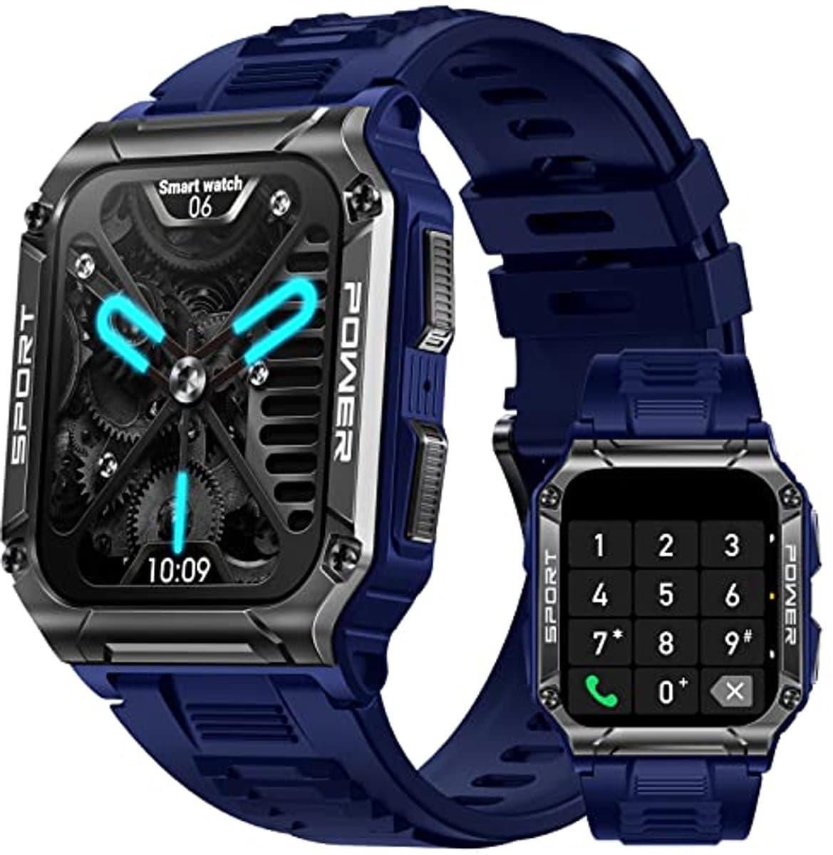 AVUMDA Smartwatch voor heren met oproepen, 1,95 inch HD militair smartwatch, sporthorloge met 100 sportmodi, stappenteller, hartslagmeter, slaap, 5 ATM, waterdicht, smartwatch voor Android en iOS