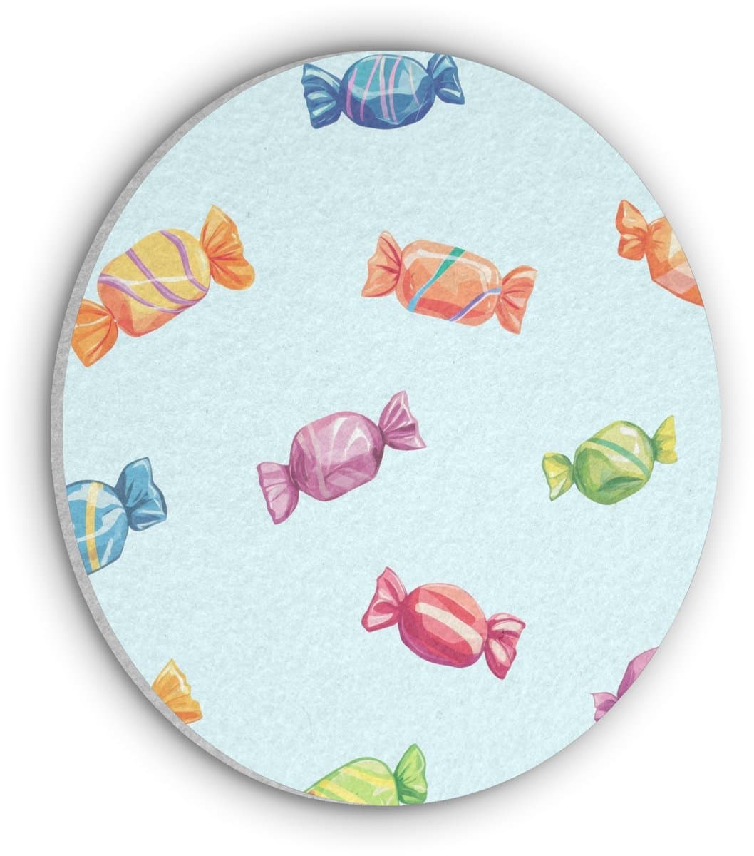 Akoestisch wandpaneel rond 80x80 cm - Vilt schilderij Blauw - Patroon - Snoep - Ronde akoestische panelen - Geluidsdempende wanddecoratie - Geluidsisolatie wandcirkel - Muurdecoratie geluidspanelen