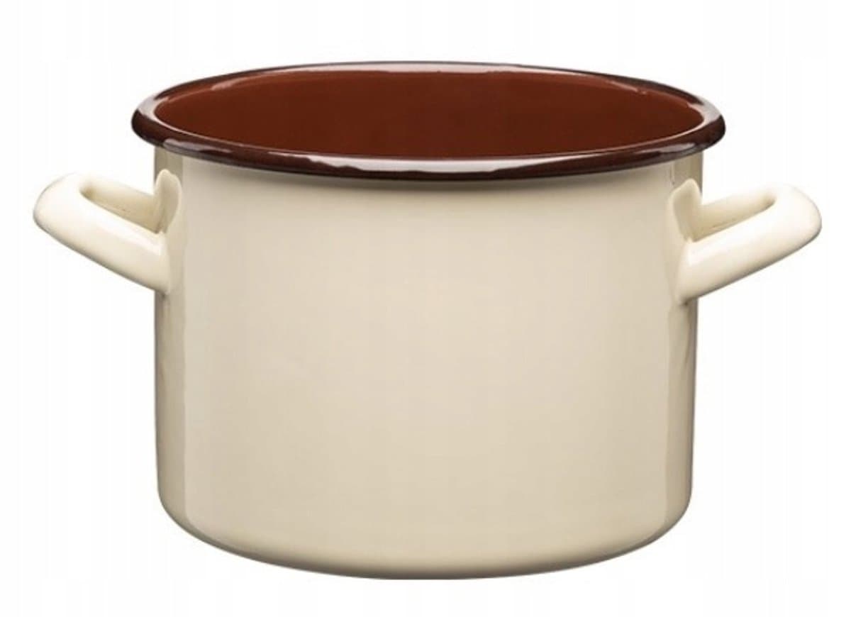 Gordon Emaille Pan 22cm 6L - Crème met Bruin Interieur