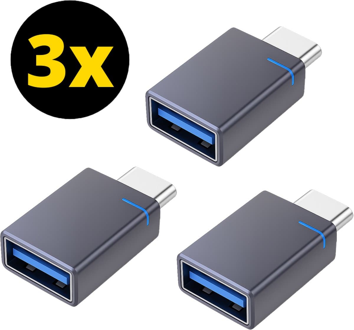 ThunderGold 3x USB C naar USB A Adapter - USB C naar USB Adapter - USB C naar USB A Converter - USB C naar USB A Female
