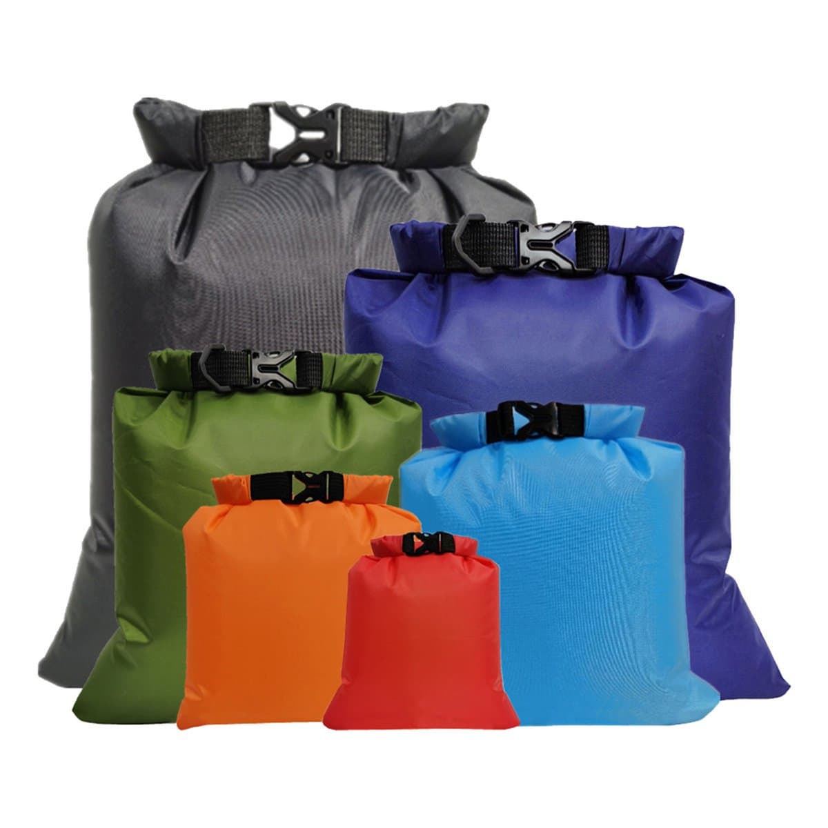 Peysaitr - 6-delige Waterdichte Dry Bag Set – 6 Maten & 6 Kleuren – Outdoor Waterdichte Opbergzakken – Voor Kamperen, Wandelen, Fietsen & Vissen