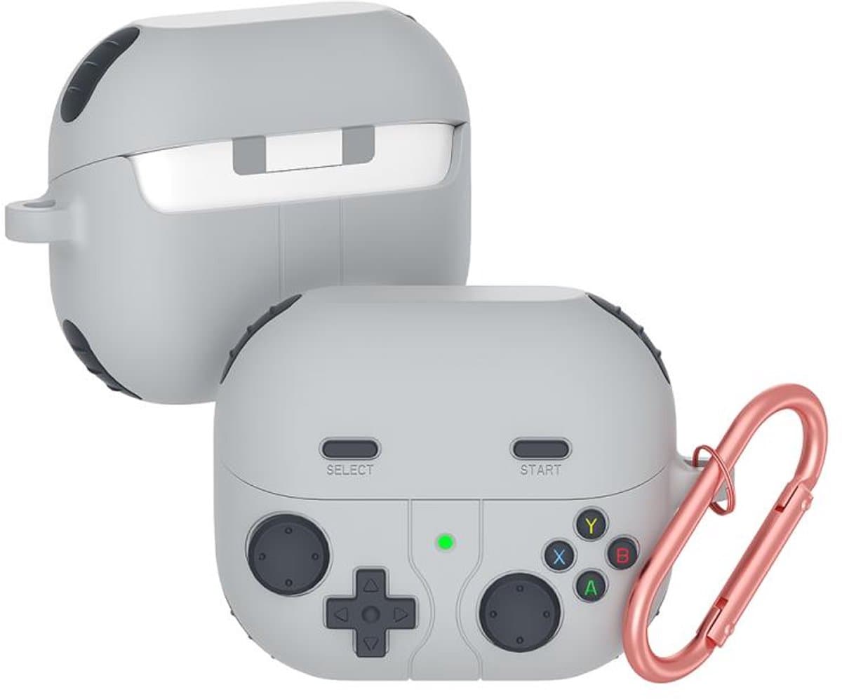 Telestore - hoesje geschikt voor Samsung Galaxy Buds3 FE / Buds 3 / 3 Pro soft case cover - grijs Game Console - TPU hoesje Beschermhoes - Samsung Galaxy Buds3 FE / Buds 3 / 3 Pro Cover - Buds3 FE hoesje - gel hoesje met sleutelhanger