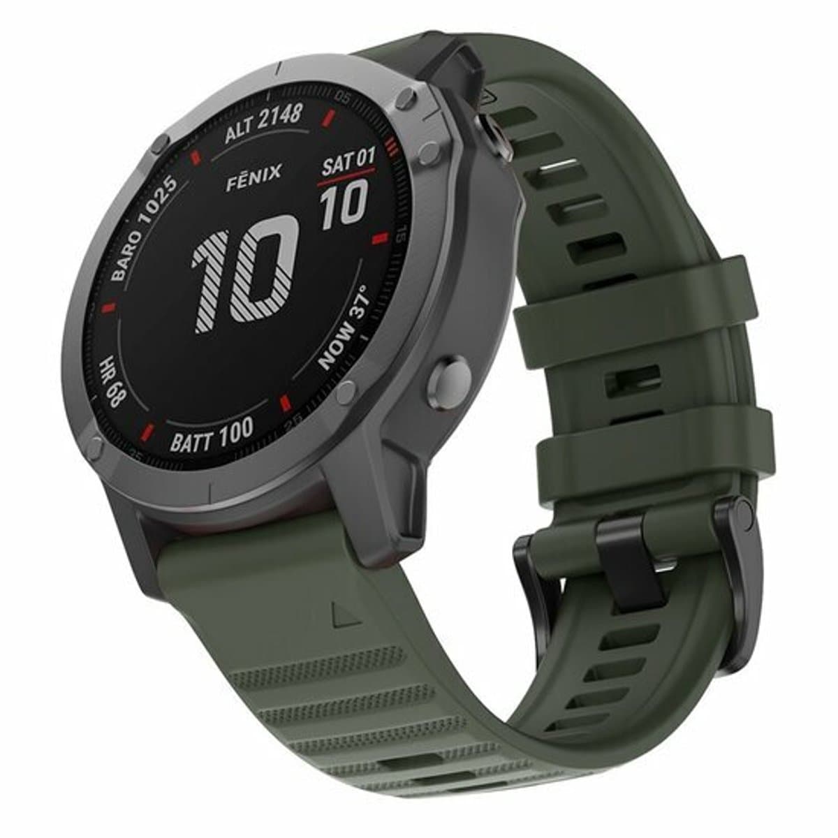 By Qubix - Geschikt voor Garmin bandje - 22mm Quickfit - Siliconen bandje - Leger groen - Geschikt voor Garmin Tactix 8 - 47mm