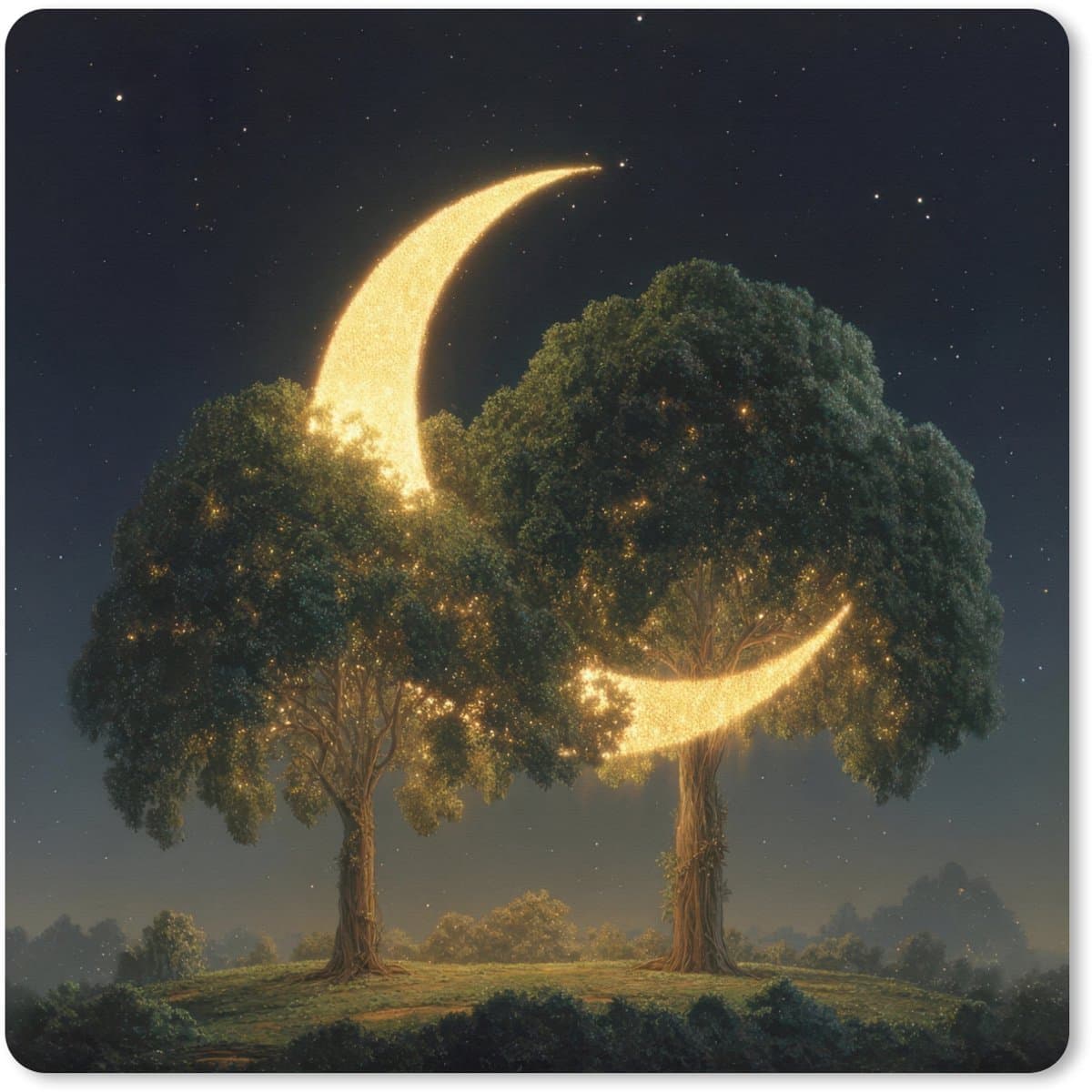 Muismat XXL 80x80 cm - Bureau onderlegger - Bureau mat Maan - Bomen - Rust - Bureaumat - Gaming mousepad xl - Bureaulegger groot - Computer deskmat