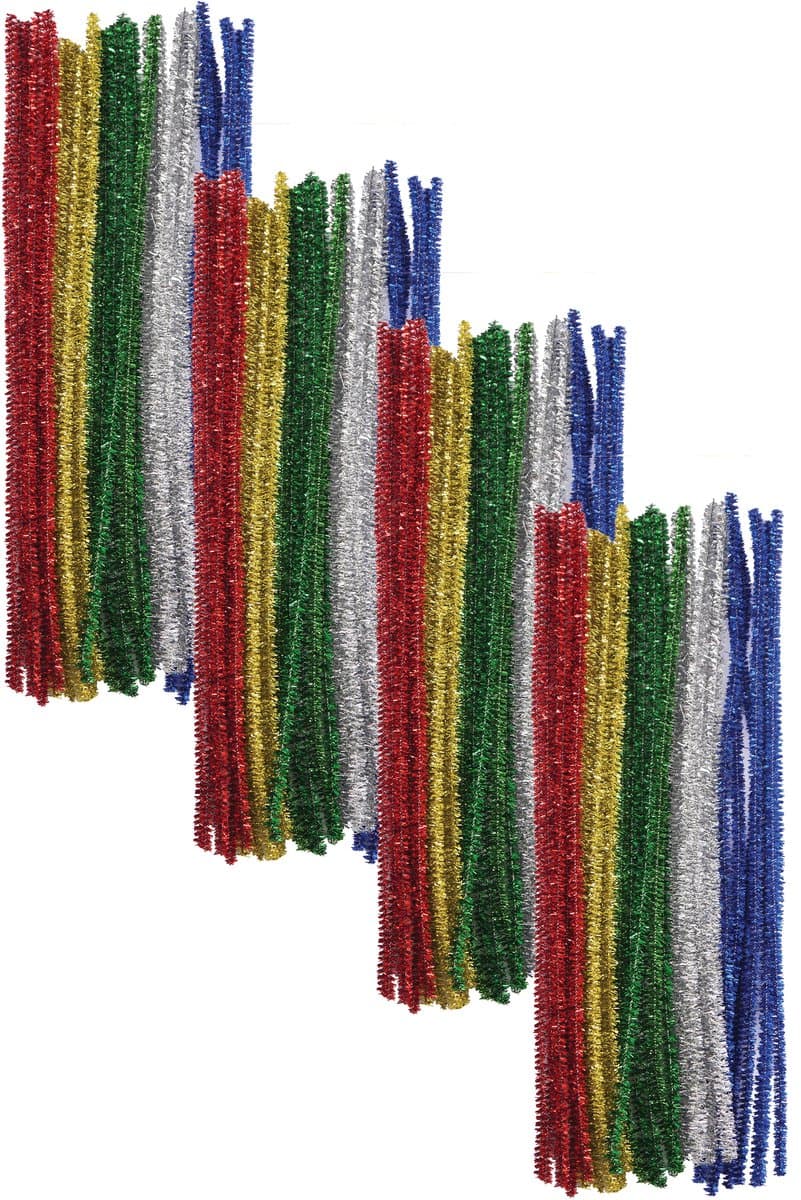 Chenille draad - 120x - glitter - 30 cm - hobby/knutsel materialen - hobbydraad - Chenilledraad