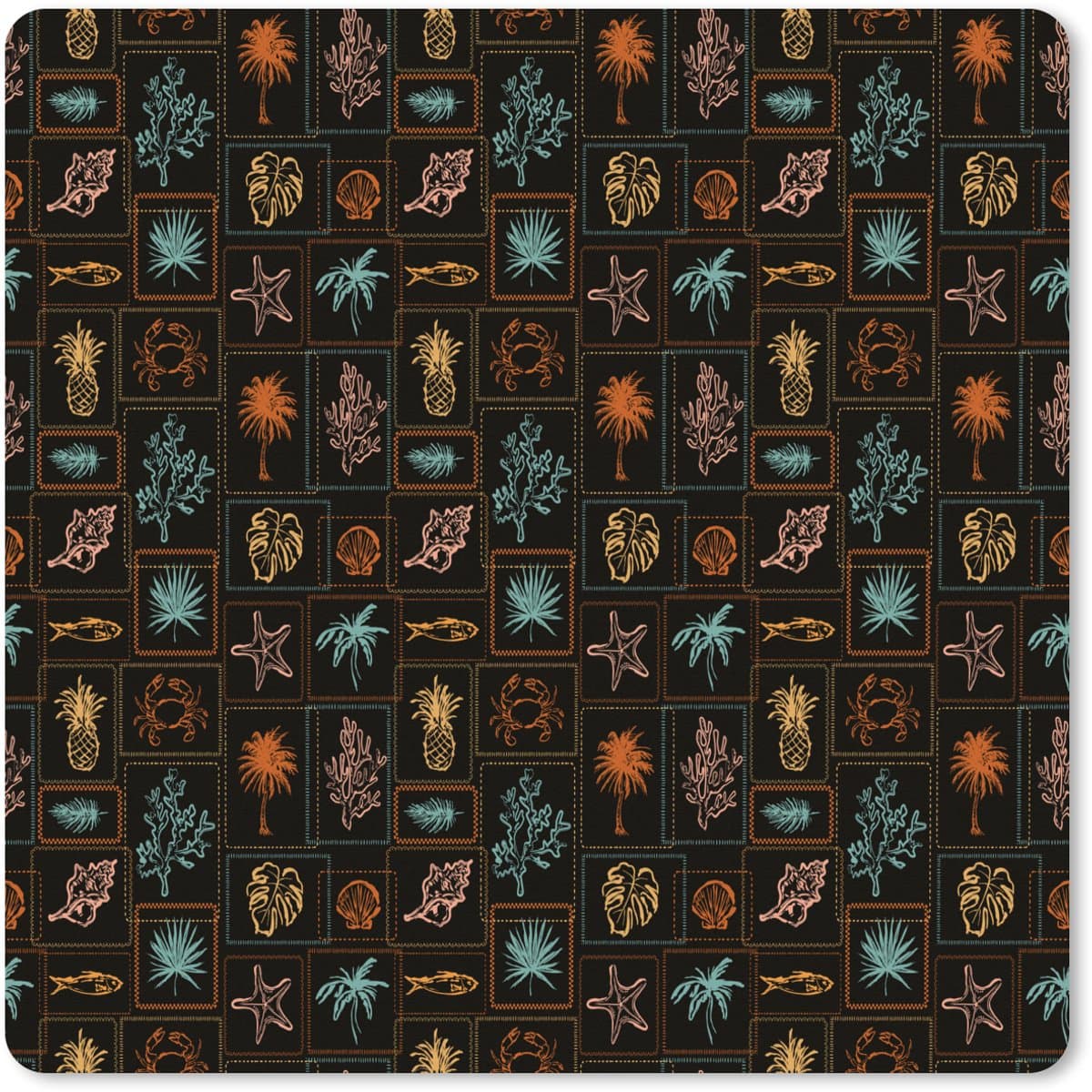 Muismat XXL 80x80 cm - Bureau onderlegger - Bureau mat Zee - vis - koraal - Donker - Bureaumat - Gaming mousepad xl - Bureaulegger groot - Computer deskmat