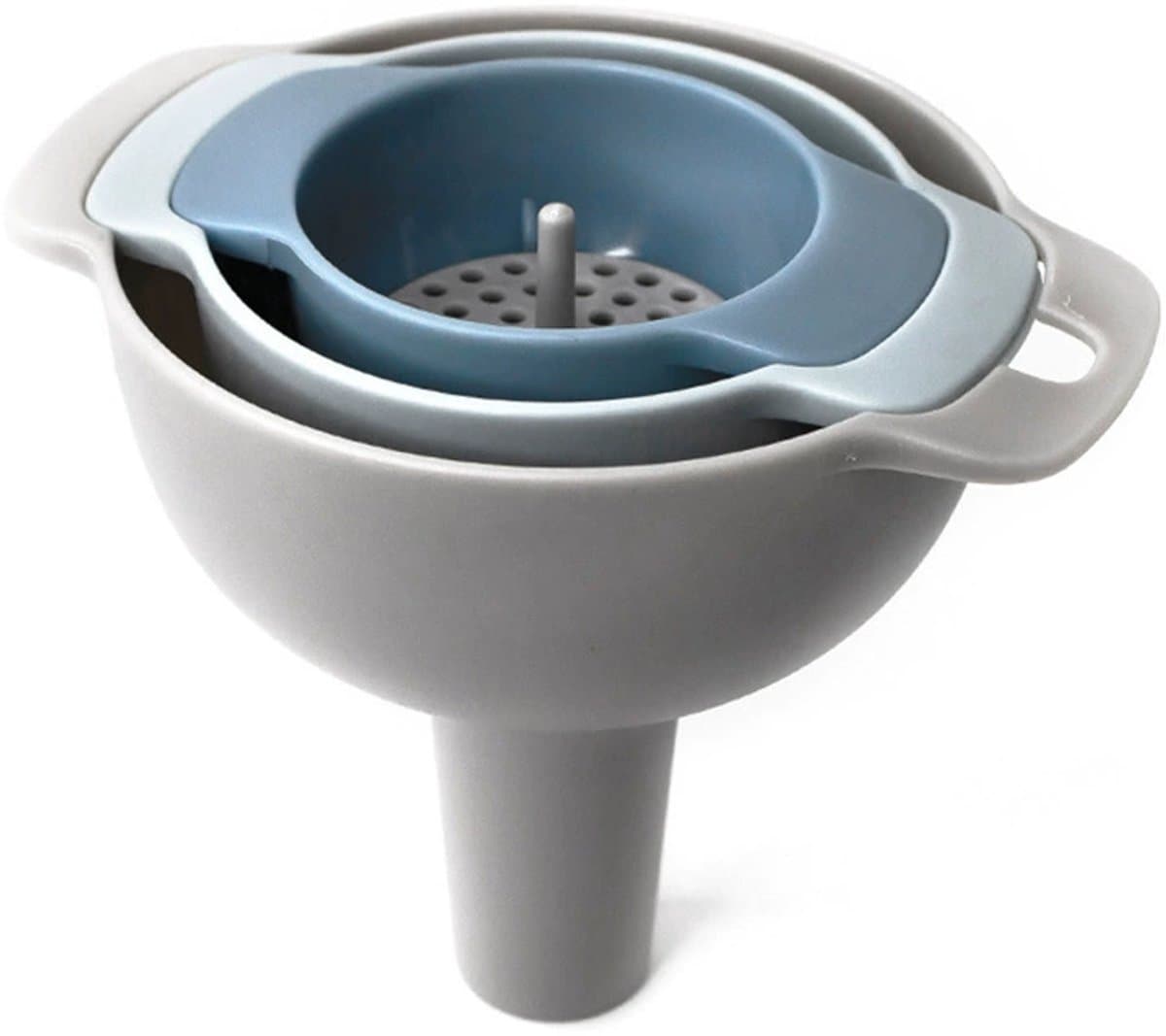 Crrynuo 4-in-1 Keuken Trechter Set Met Filters Olie Trechter Blauw Voor Vloeistoffen En Kruiden