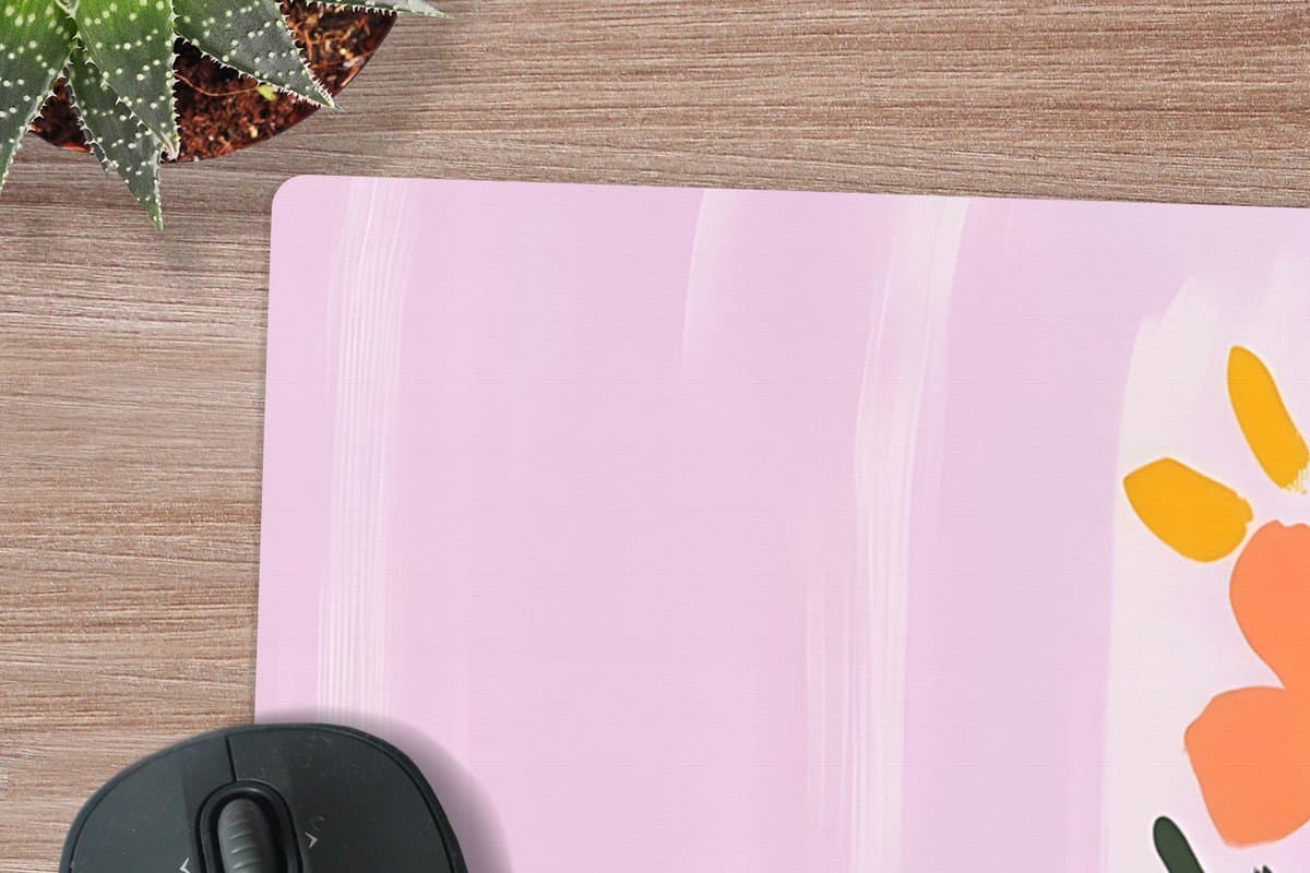Muismat XXL 90x60 cm - Bureau onderlegger - Bureau mat Vaas - Gestreept - Bloemen - Oranje - Bureaumat - Gaming mousepad xl - Bureaulegger groot - Computer deskmat
