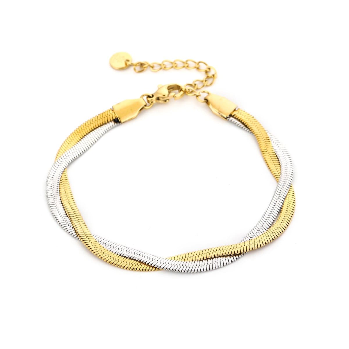 Michelle Bijou, Sunset Fashion, dubbele snake armband, goud, zilver, stainless steel