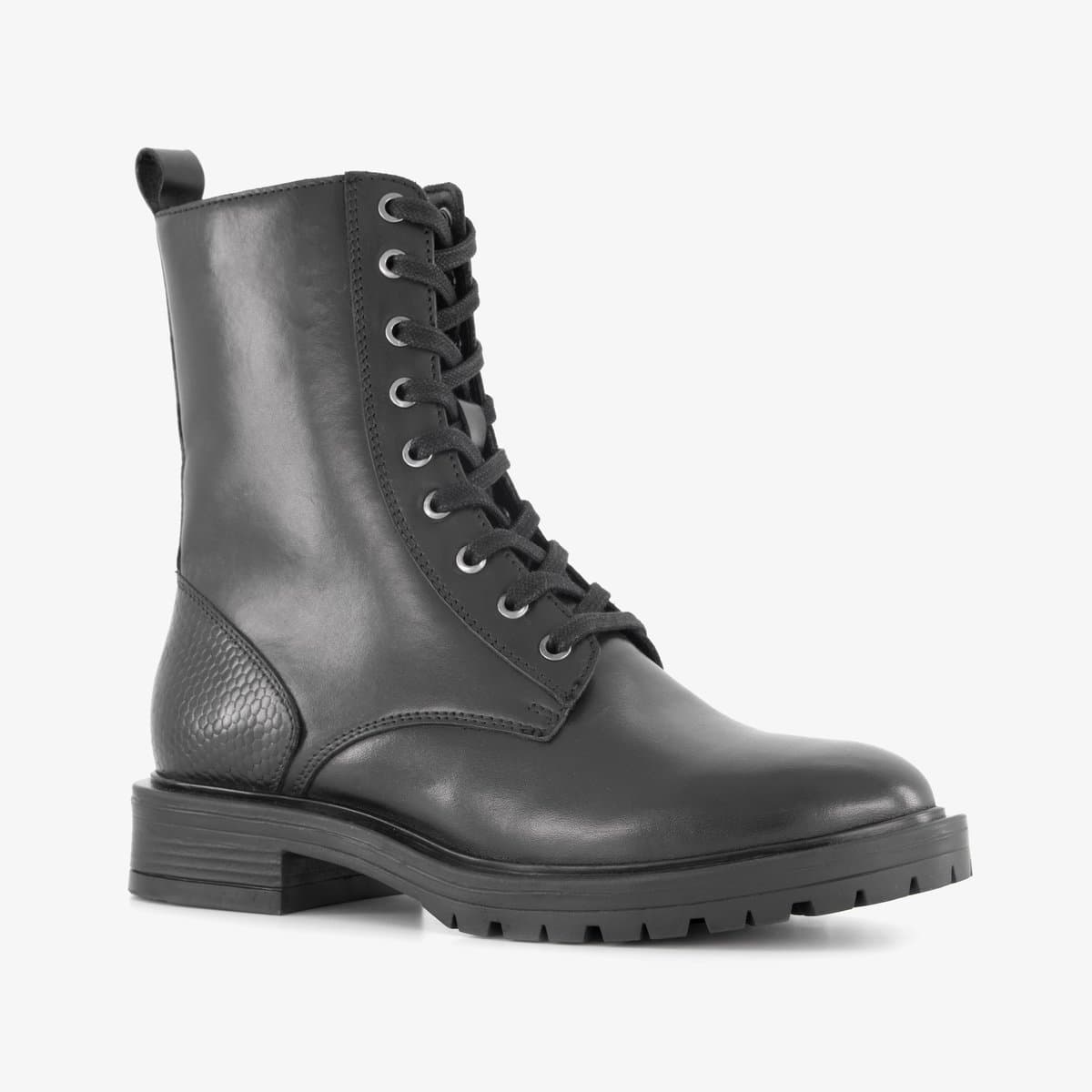 Harper leren dames veterboots zwart - Maat 40
