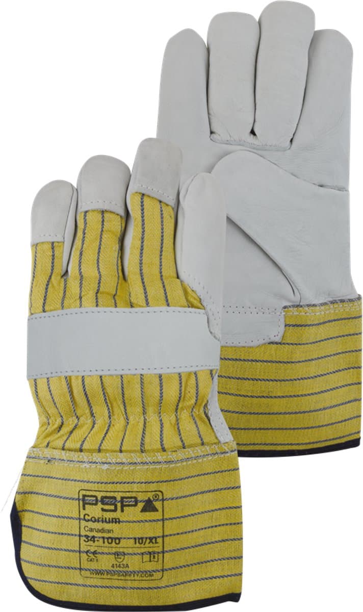 2x 12 paar - Werkhandschoenen 'Amerikaantje' PSP 34-100 Corium Canadian, Rundnerfleder (1,0 - 1,2 mm), maat 12 / 3XL