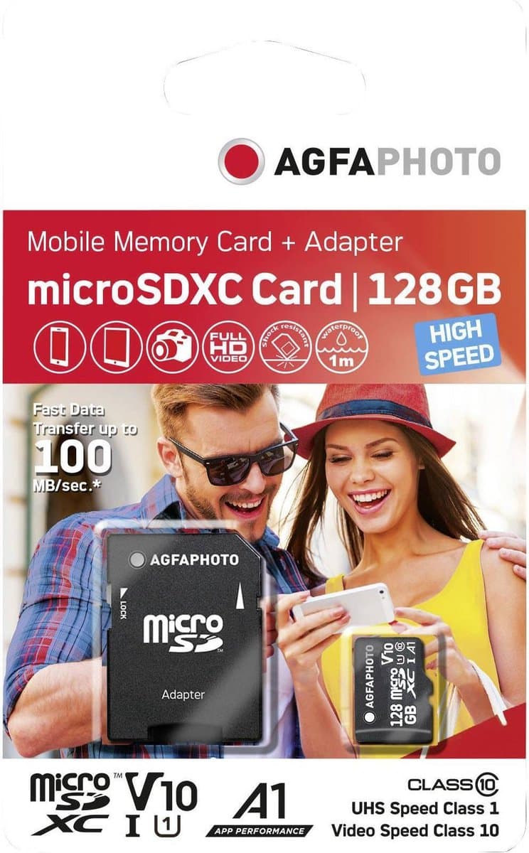 AgfaPhoto MicroSDXC UHS-I 128GB High Speed Class 10 U1 V10