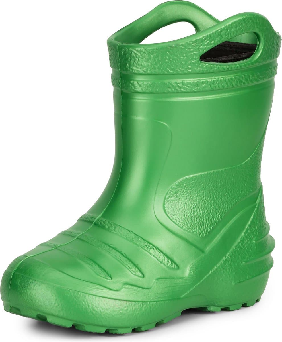 Ladeheid LA-KL-051 Kinder Regenlaarzen - Rubber - met Binnenschoen en Grepen - Waterdicht - EVA - Wasbare Binnenschoen – Smaragdgroen – 33