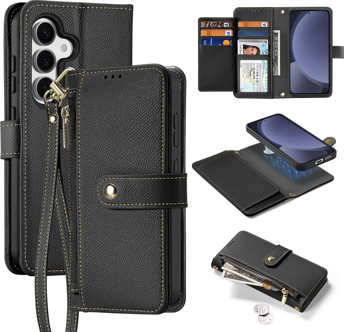 Dux Ducis - Telefoon Hoesje geschikt voor Samsung Galaxy S25 - Hoesje geschikt voor Magsafe Magneet - 2 in 1 Wallet Book Case - Lawa Series - Zwart