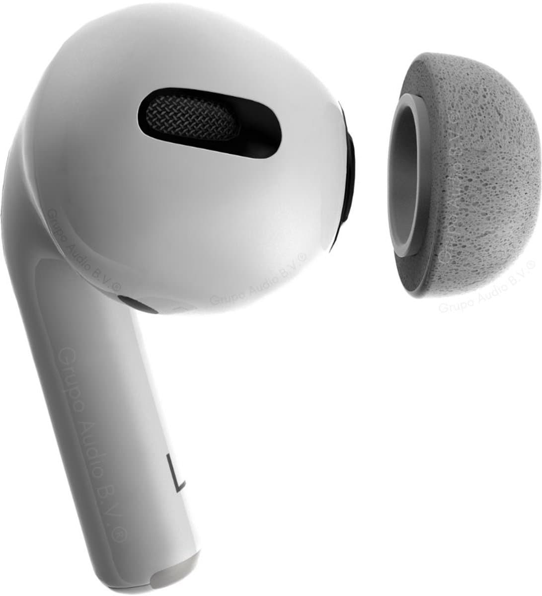 Foam eartips geschikt voor Airpods Pro (2) - licht grijs - 6× Large - zachte memory foam opzet oortjes - foamigo®