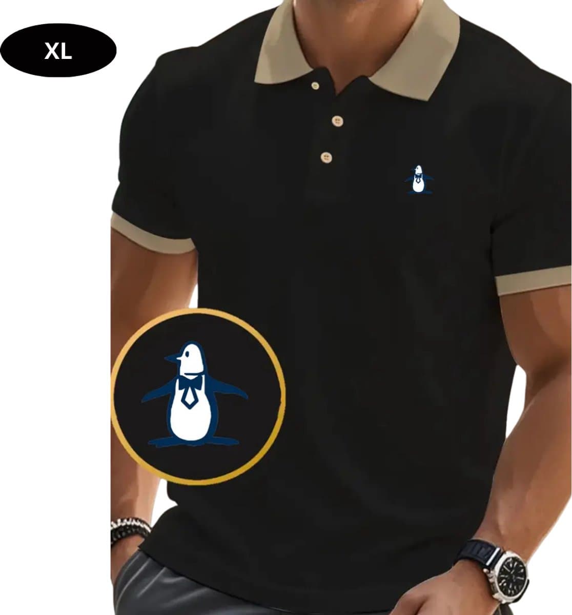 Nivard Golf Shirt Heren - T-shirt - Golfkleding - Golfen - Golf Accessoires - Polo Shirt - Zwart - Maat XL