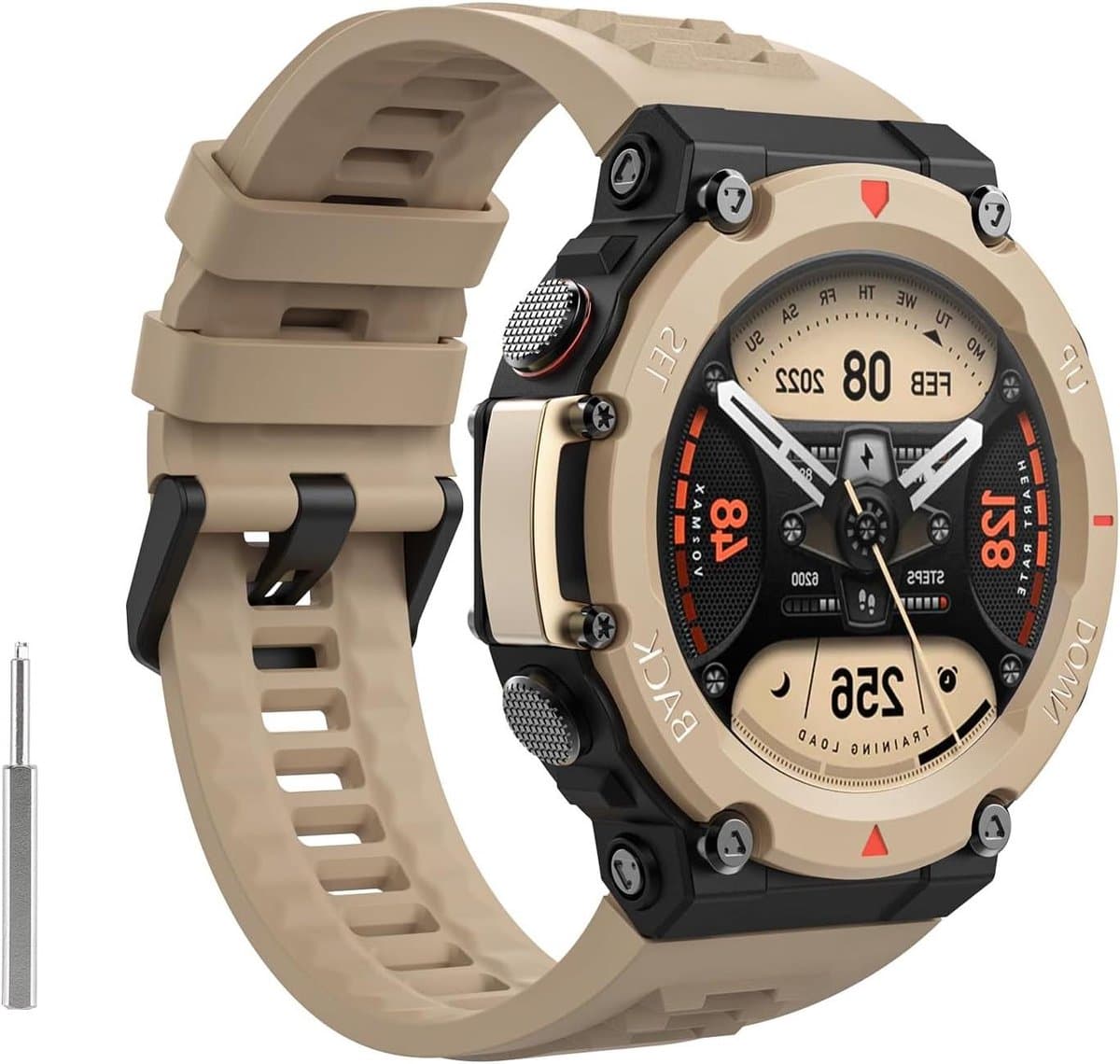 Sport Wristband Replacement Band for Amazfit T-Rex 2 - Desert Khaki with Metal Screwdriver