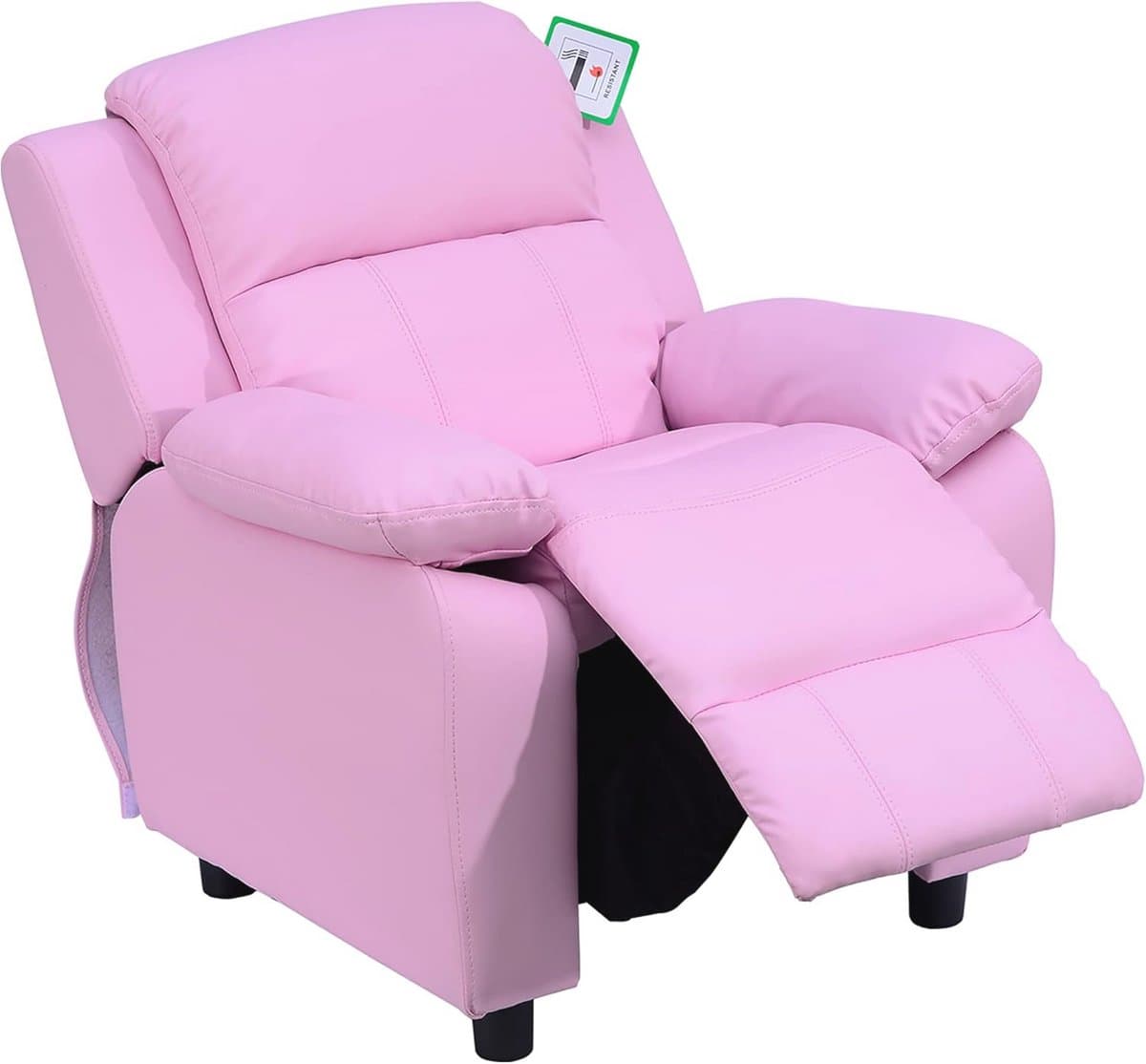 Homcom high chair with armrest, faux leather, for opening objects, pink