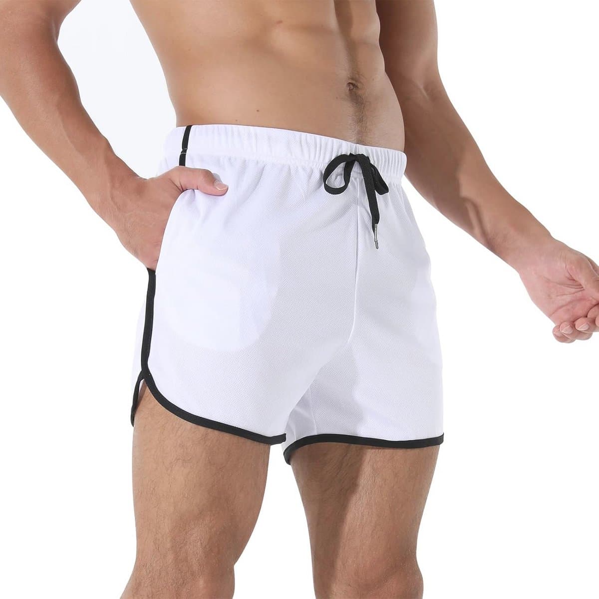 Sneldrogende sportshorts voor heren met zakken en elastische taille