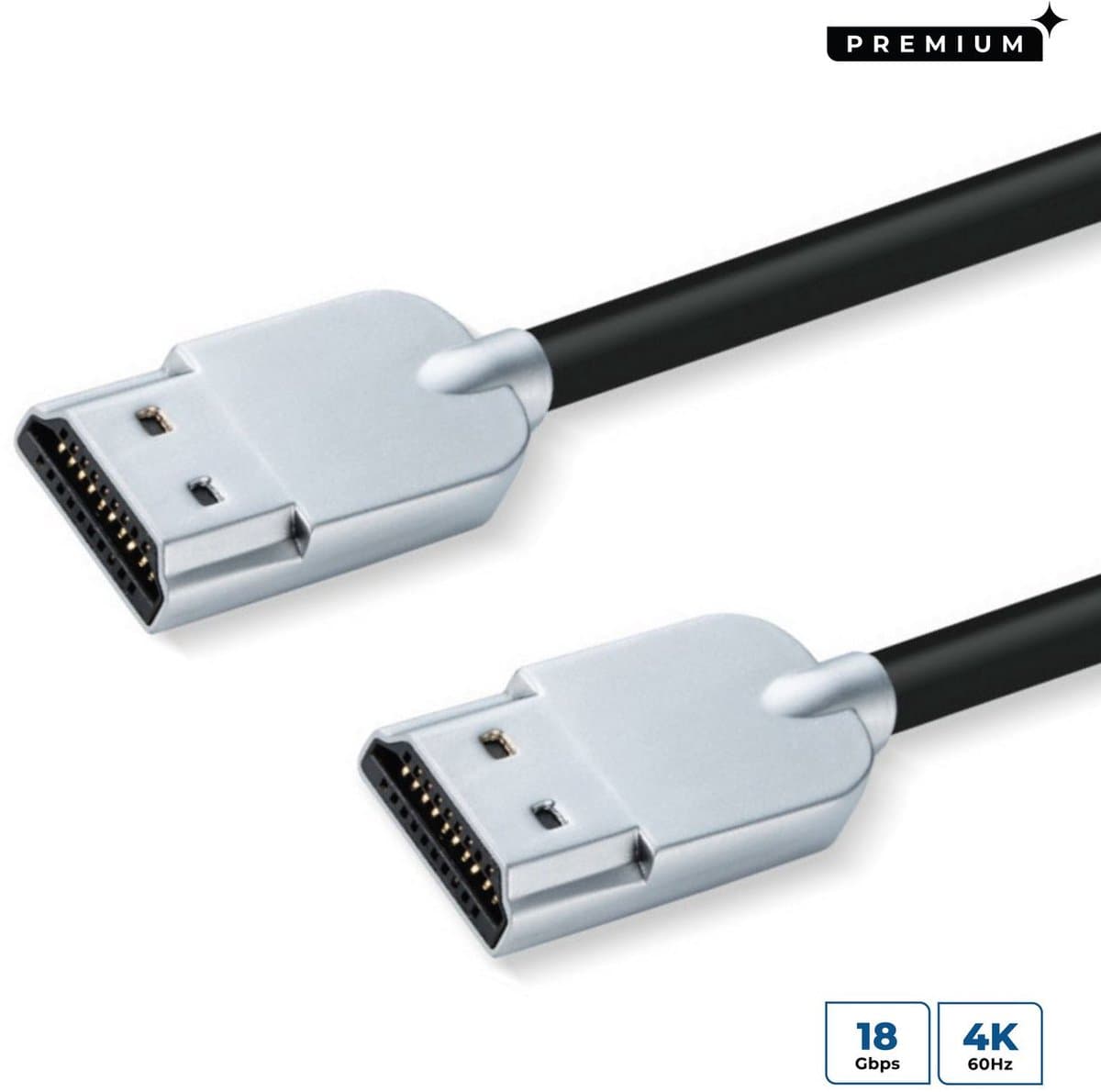Microconnect HDMISUPERSLIM05M HDMI kabel 0,5 m HDMI Type A (Standaard) Zwart, Metallic