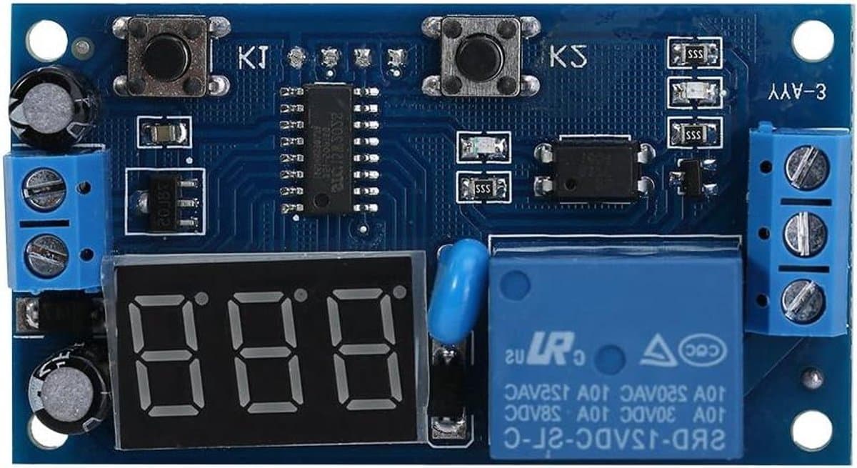 EGoods - Cycle Delay Timer Relay Switch 12V Met Instelbare Oneindige Cyclus Tijd en LED-display
