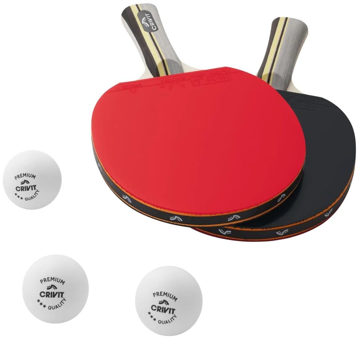 Crivit Tafeltennis set - 2 batjes + 3 ballen
