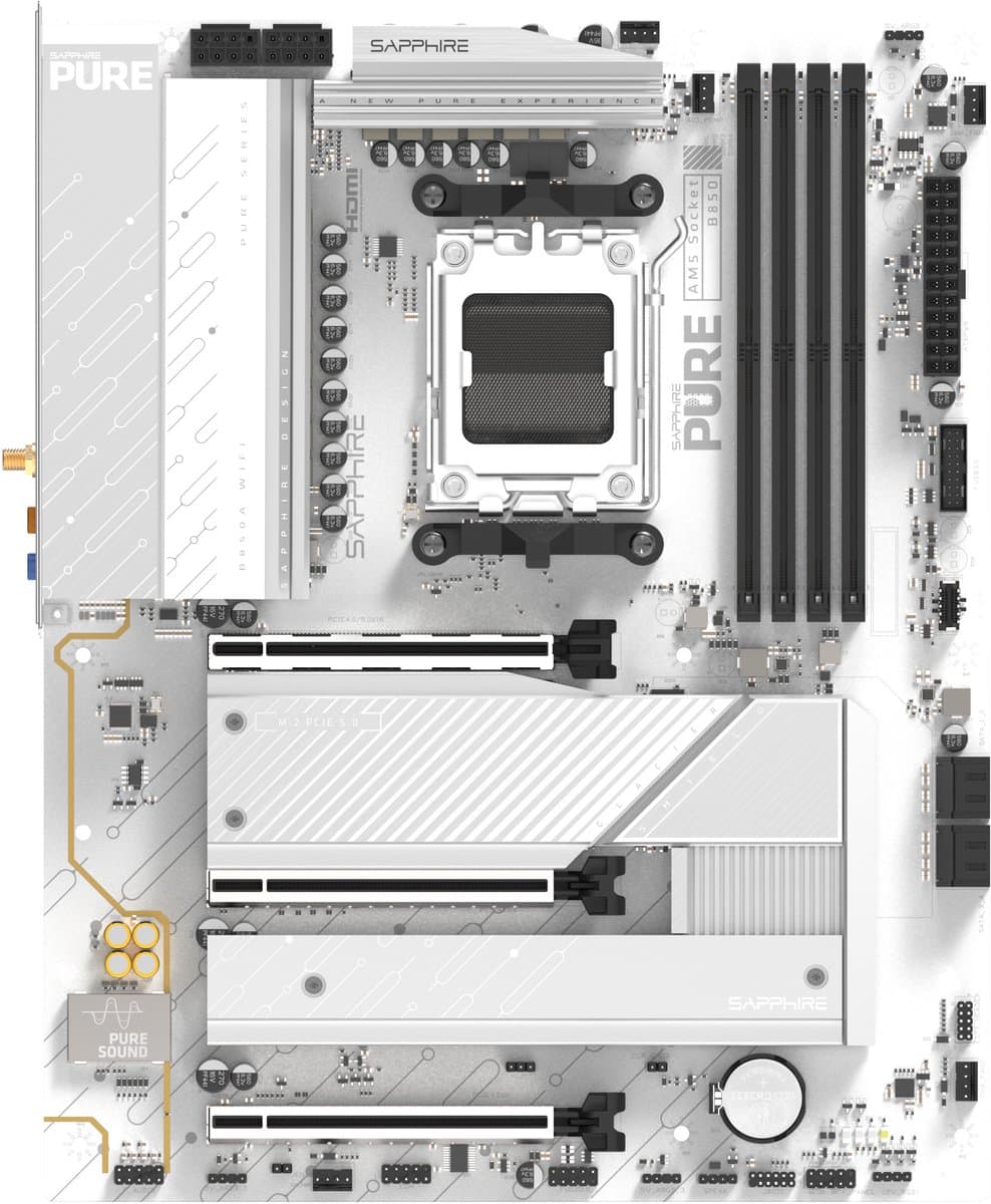 Sapphire PURE B850A - Moederbord - WIFI7 - AMD Socket AM5 - DDR5