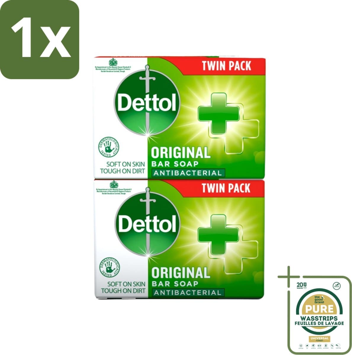 1 x Dettol - Zeeptablet - Origineel - Antibacterieel - 2x 100g Zeeptabletten- Handzeep - Antibacterieel - Hygiëne - Handwassen - Zeeptablet