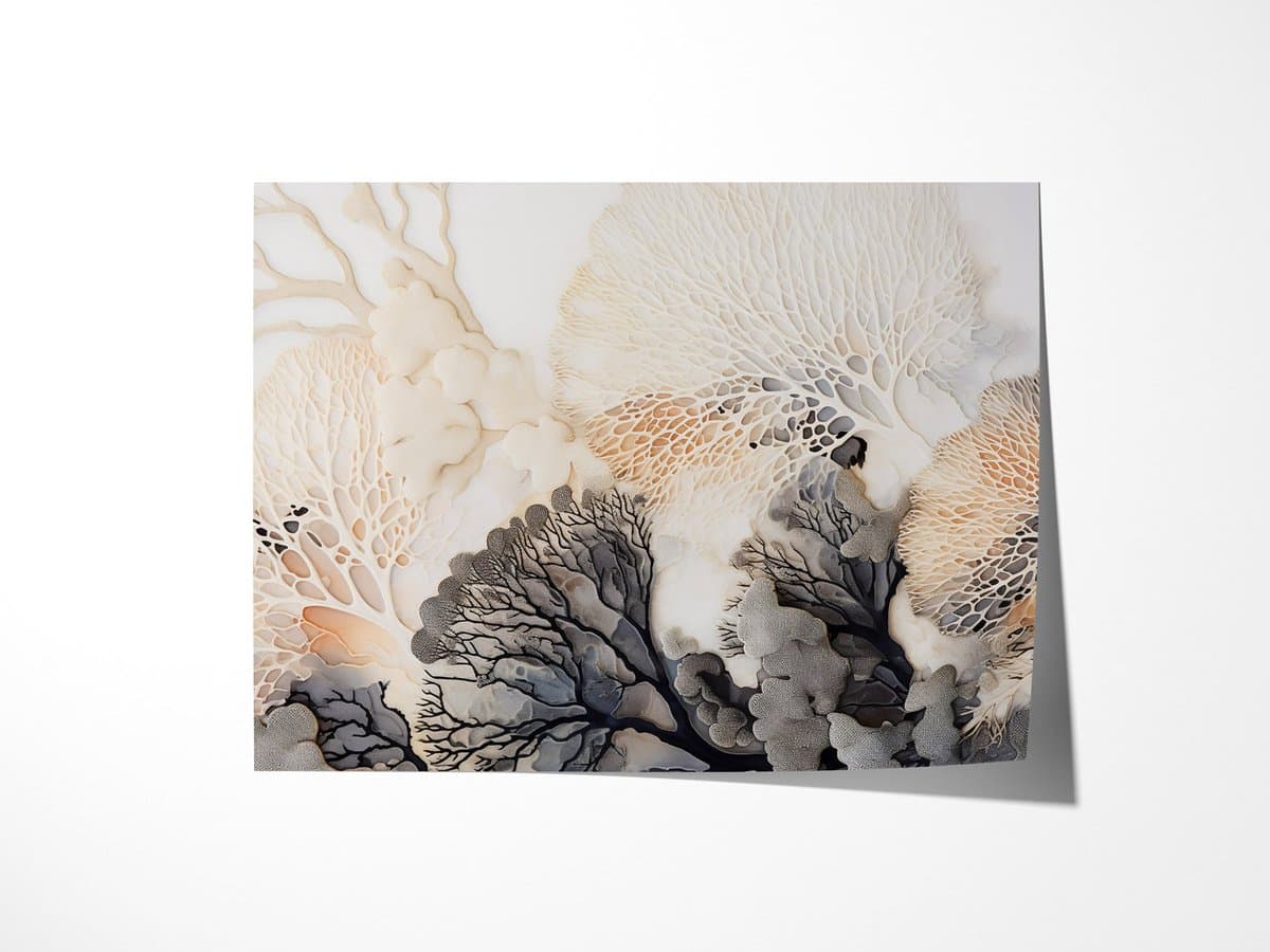 Grijze Organische Textuur - Poster 100x70 cm Liggend Sfeervolle wanddecoratie voor woonkamer en slaapkamer - Premium papier - Zonder lijst