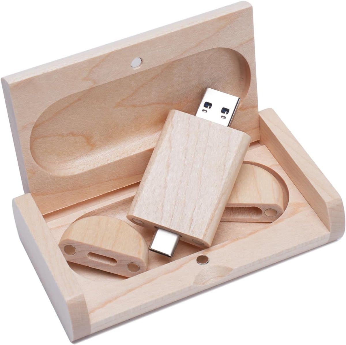 USB-C en USB 2.0 Geheugenstick 64GB Dual OTG Data-stick Hout