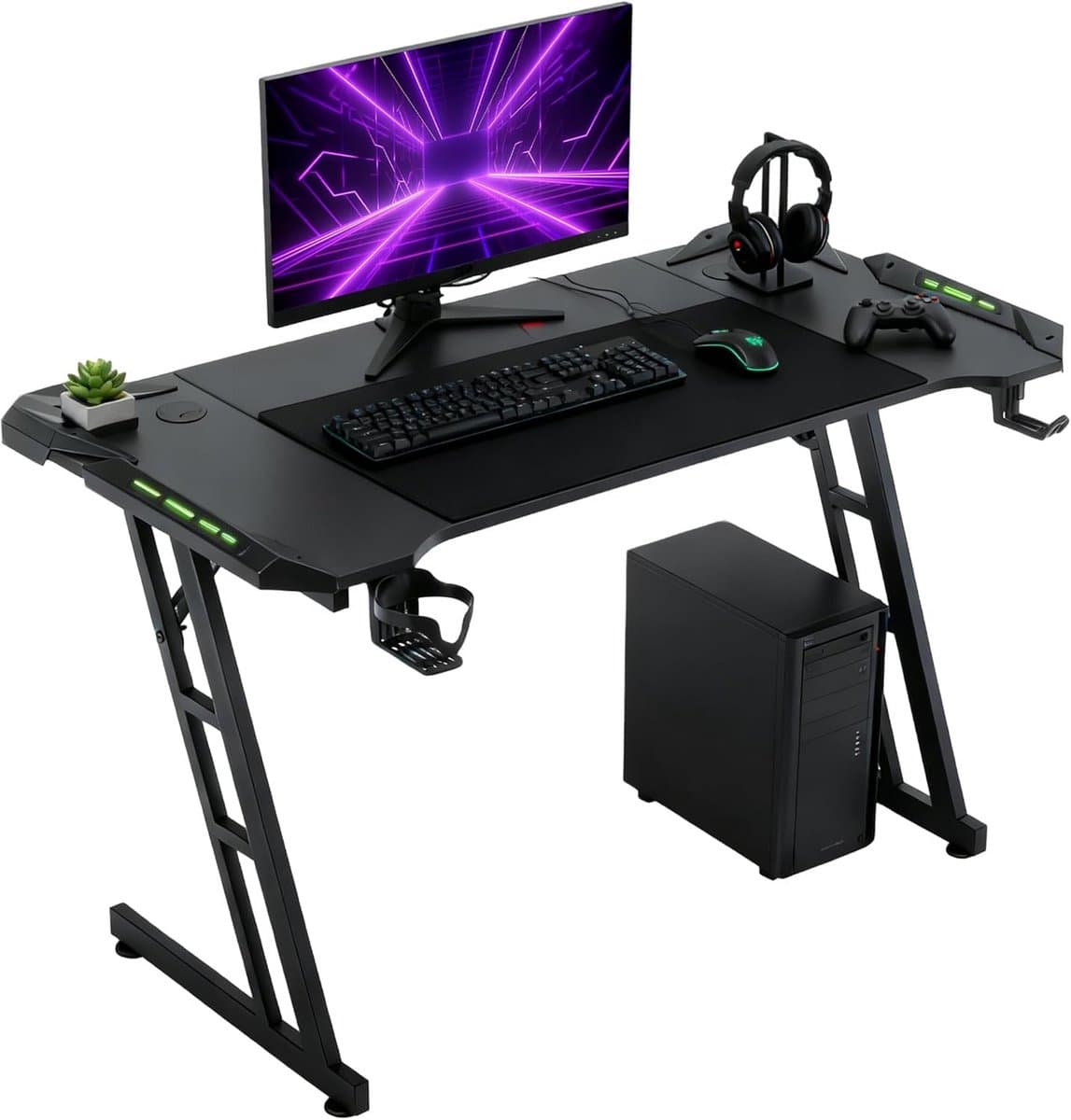 In Hoogte Verstelbare Gaming Tafel Zwart 120x60cm voor PC en Monitor