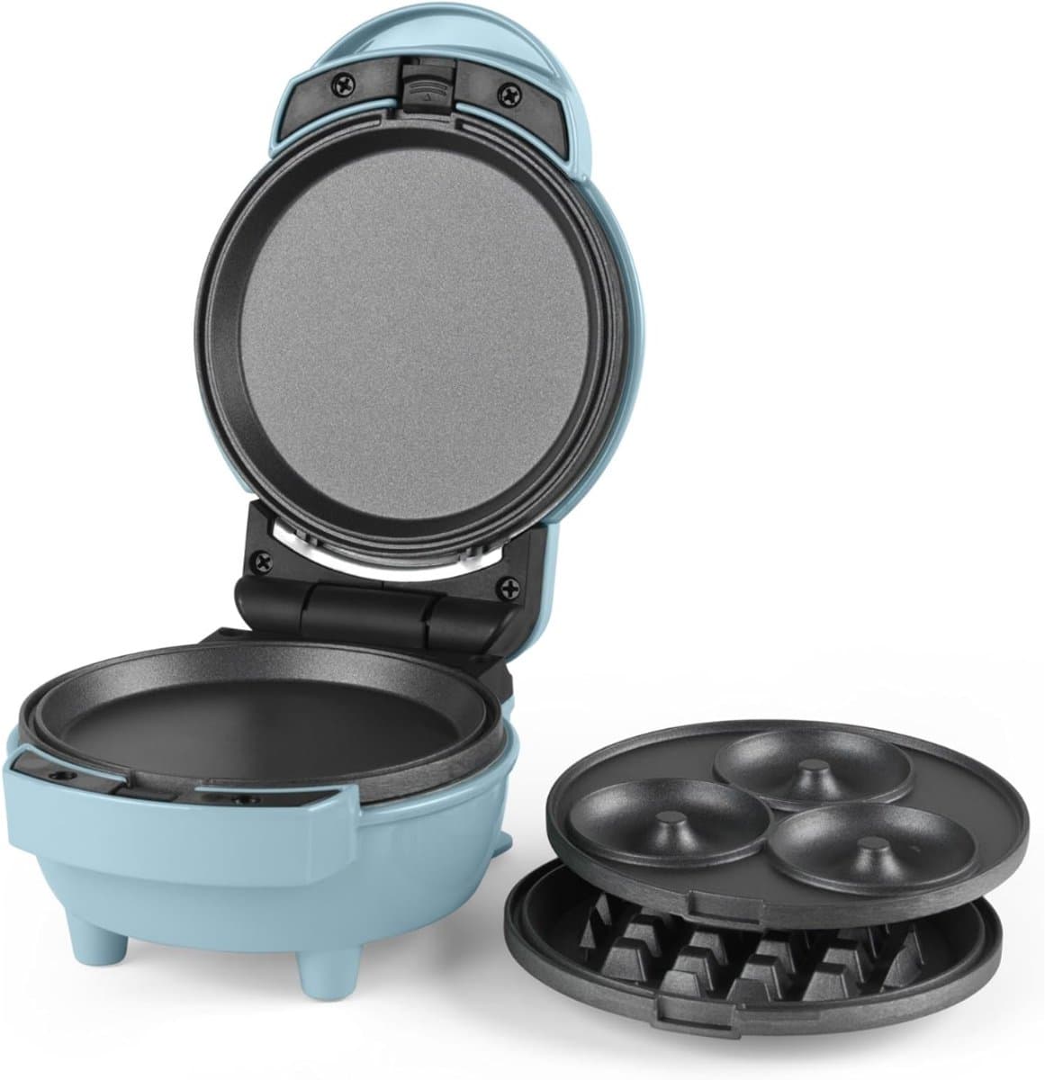 Aura® Wafelijzer Met Verwisselbare Platen - Wafelijzer Tefal - Wafelijzer Hartvorm - Blauw - 13cm x 17cm x 9cm